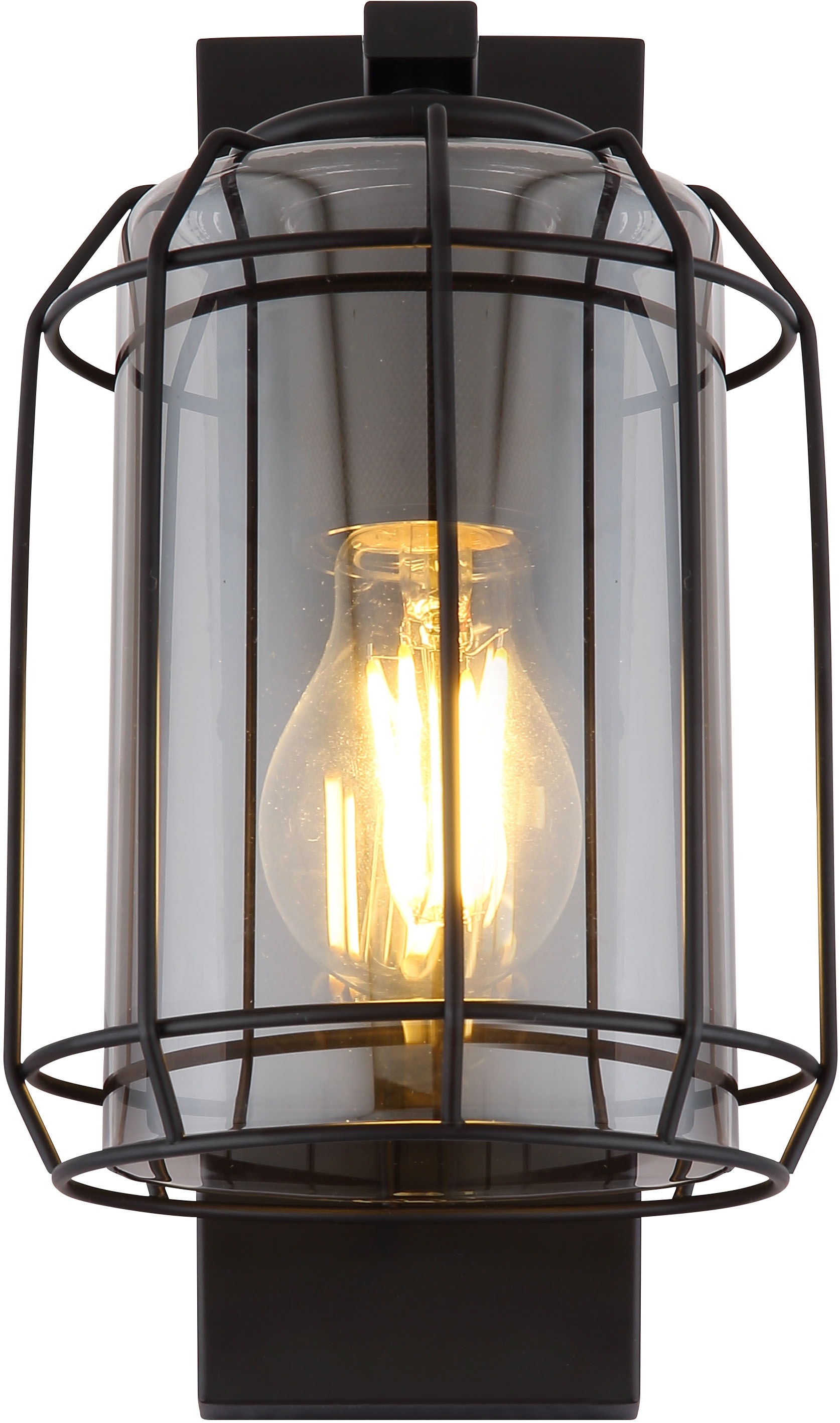 GLOBO LIGHTING Wandleuchte »KAMMI«, Leuchtmittel E27 | ohne Leuchtmittel, Wandlampe/Metall/Glas rauchfarben/Wohnzimmer/Flur/Lichtschein: abwärts