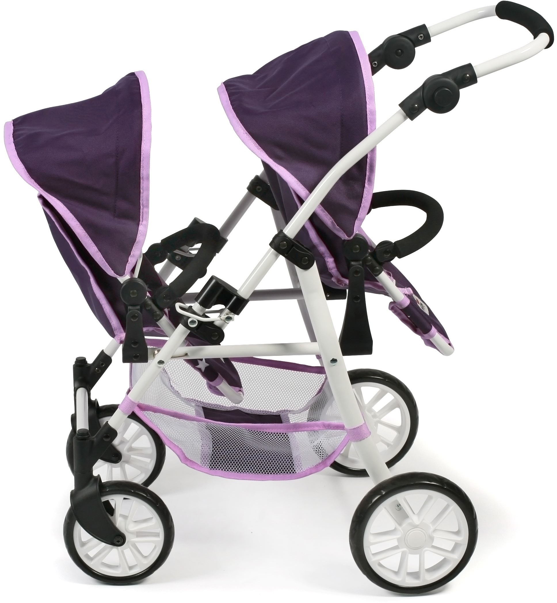 CHIC2000 Puppen-Zwillingsbuggy »Twinny, Stars Lila«, mit schwenkbaren Vorderrädern