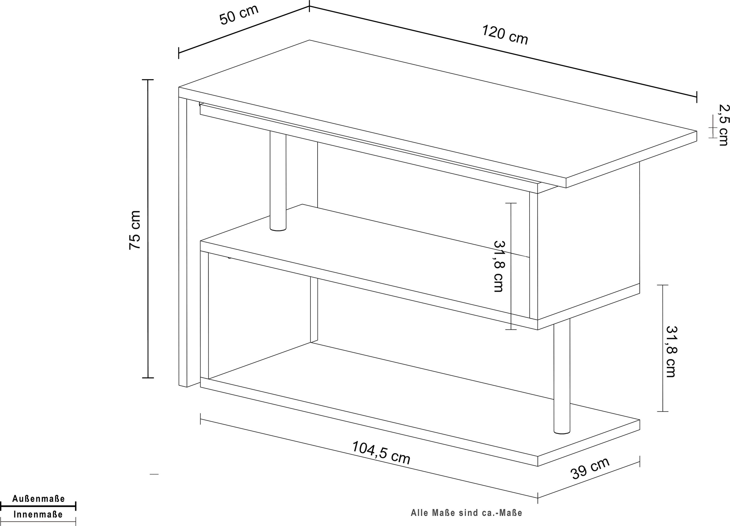 INOSIGN Schreibtisch »Volta, Made in Italy«, multifunktional - als Computertisch, Eckschreibtisch oder Sideboard