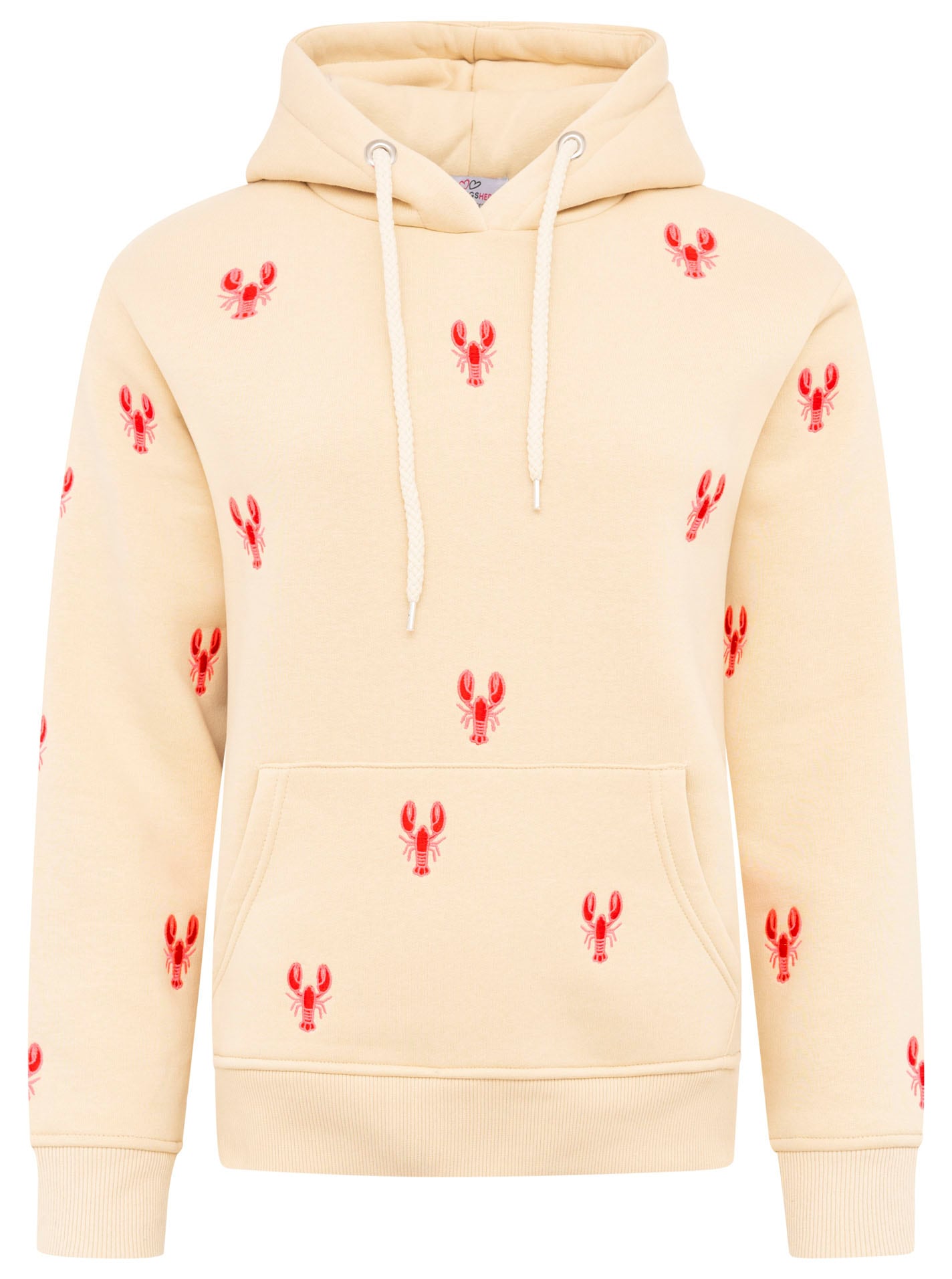 Zwillingsherz Kapuzensweatshirt Hummer-Stickerei, Kapuze, Kordelzug, Baumwollmix