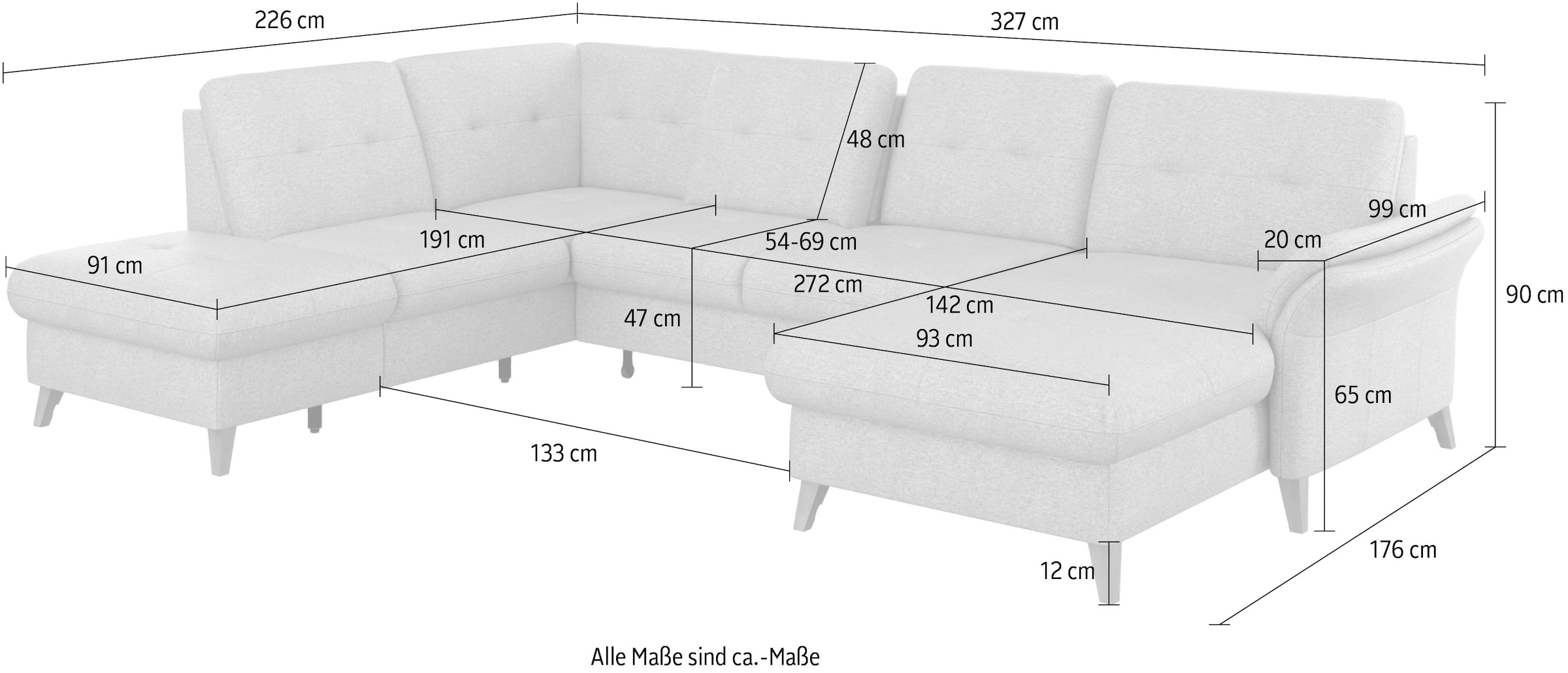 sit&more Wohnlandschaft »Göteborg«, inkl. Sitztiefenverstellung, wahlweise mit Bettfunktion & Bettkasten