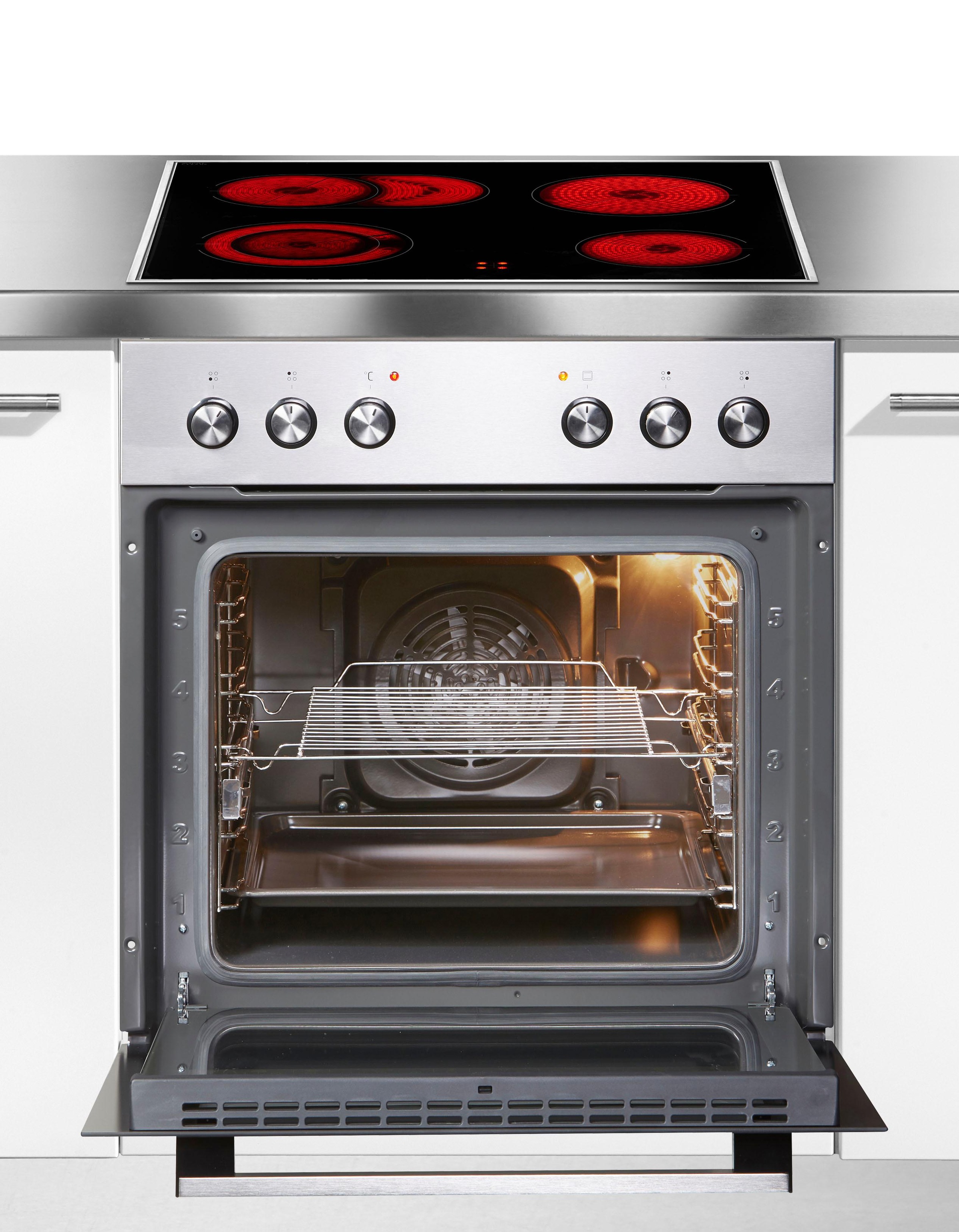 Amica Elektro-Herd-Set »EHC 933 011 E«, mit 1-fach-Teleskopauszug, Steam Clean, SteamClean