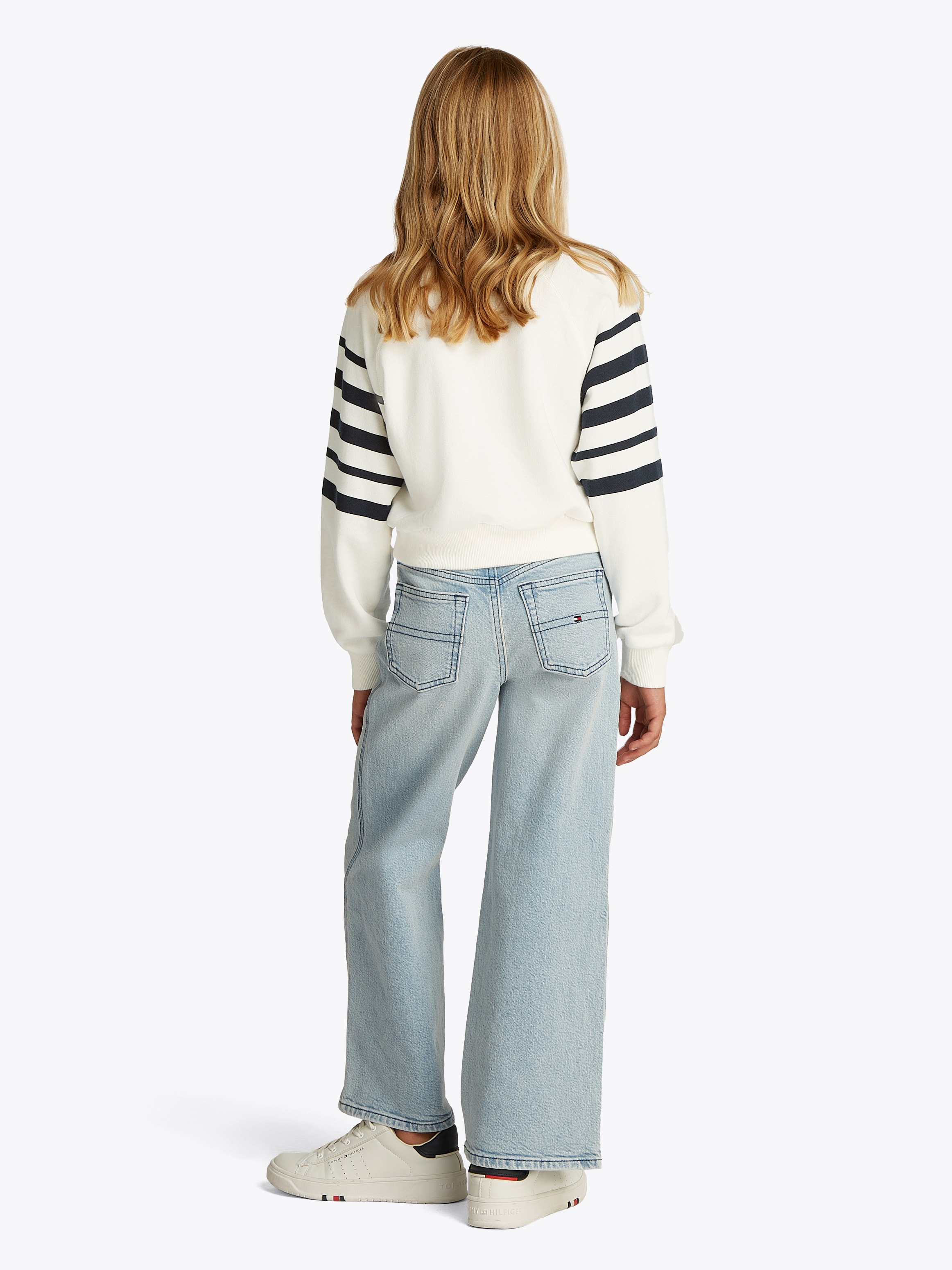 Tommy Hilfiger Sweatshirt »TOMMY SCRIPT CN SWEATSHIRT«, mit Logostickerei, mit Streifenmuster