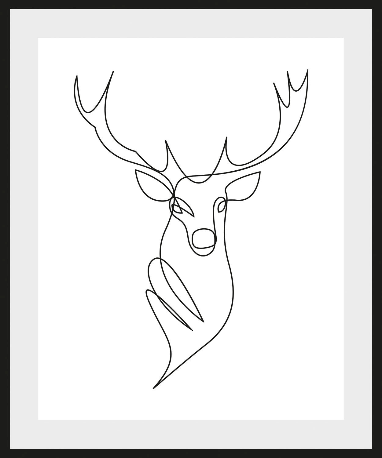 queence Bild »Walt«, Hirsch-Hirschbilder-Schwarz-Weiß-Kunst, (1 St.), HD Premium Poster-Druck inkl. Holzrahmen