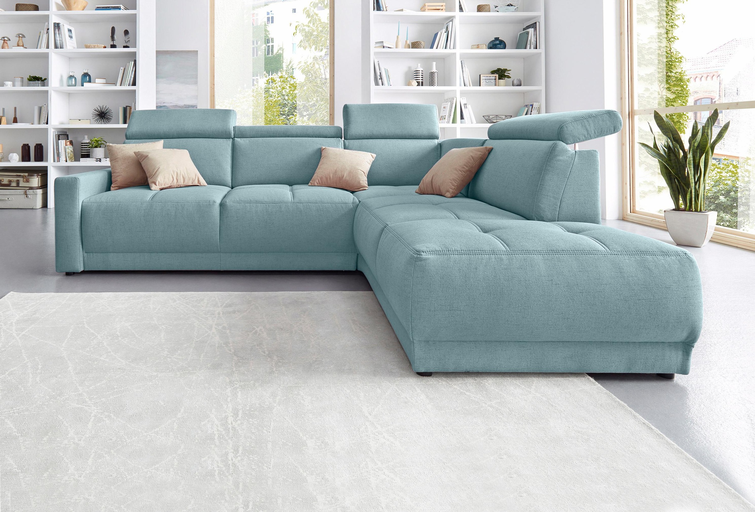 DOMO collection Ecksofa »Ava, moderne Sitzheftung mit toller Doppelnaht, ko günstig online kaufen