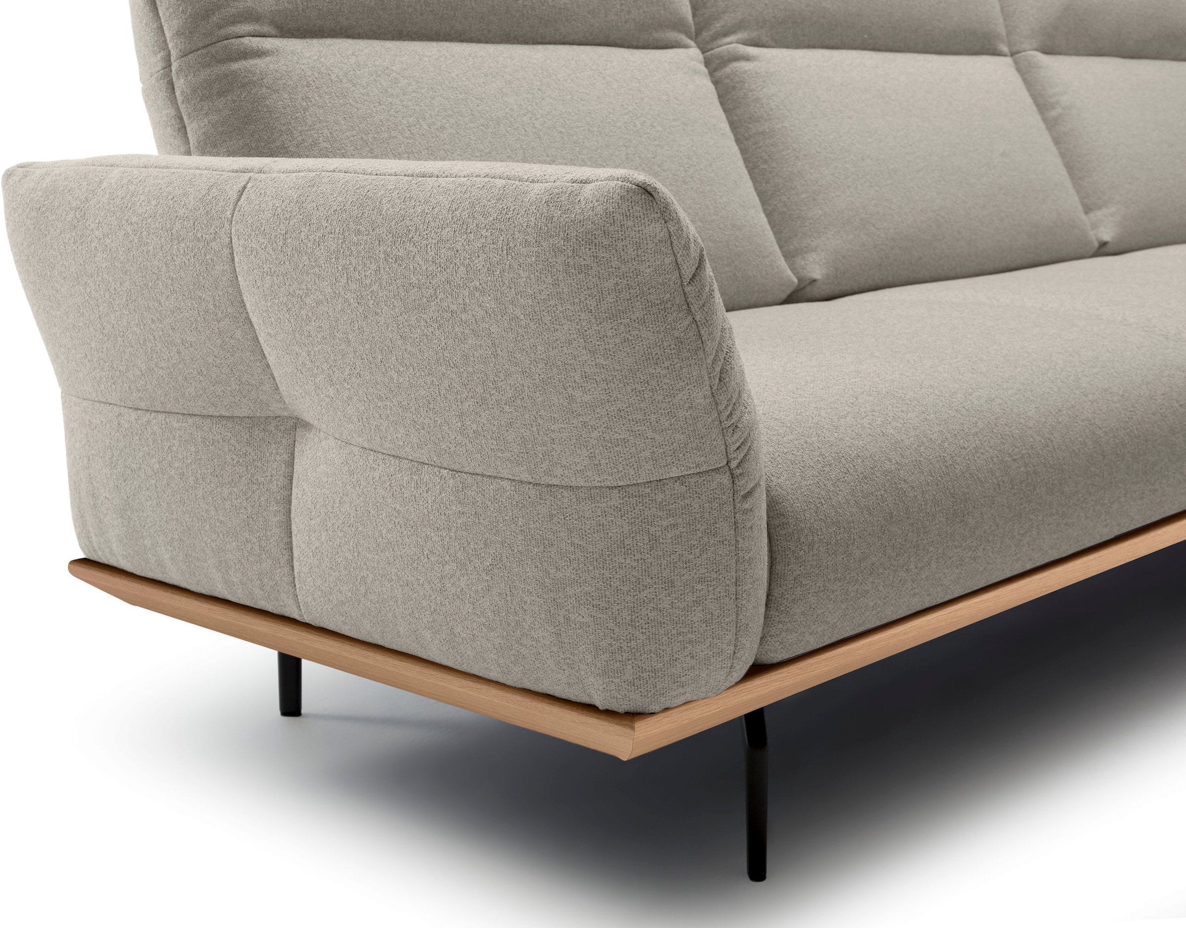 Creation BY ROLF BENZ Ecksofa »CR.460«, Sockel in Eiche, Winkelfüße in Umbragrau, Breite 318 cm