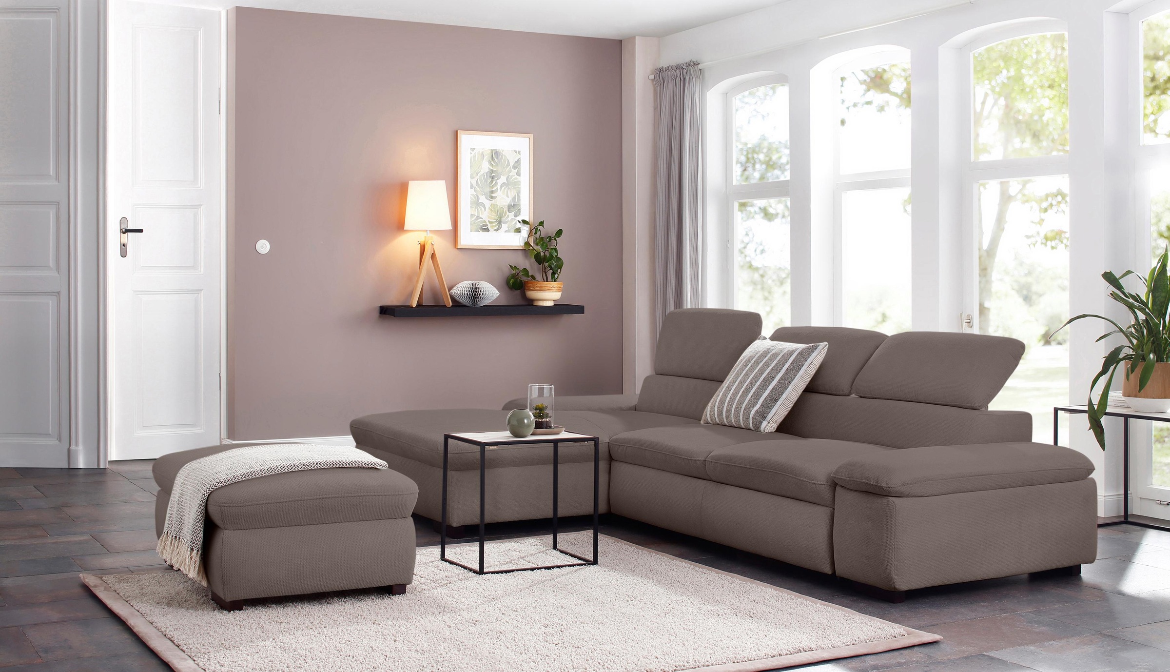 Home affaire Ecksofa »Alberto L-Form«, mit Kopfteilverstellung, wahlweise mit Bettfunktion