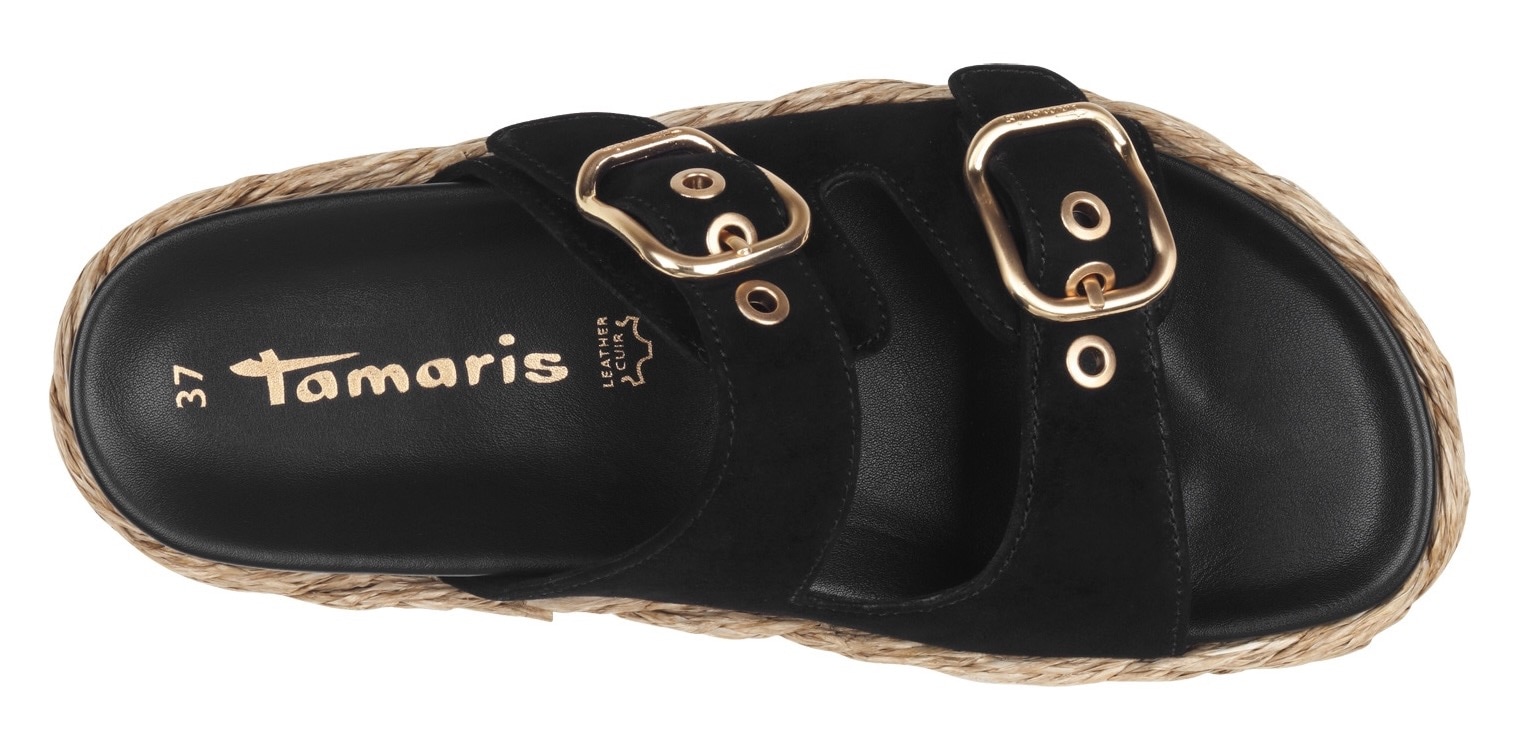 Tamaris Pantolette, Plateaus, Sommerschuh, Strandschuh mit vorgeformtem Fußbett