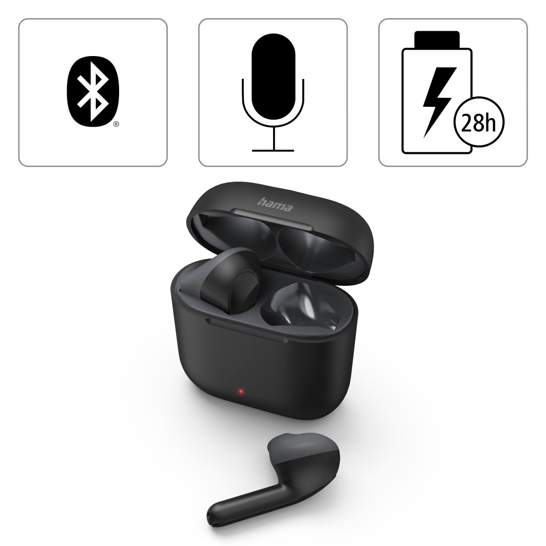 Hama Bluetooth-Kopfhörer »Bluetooth® Kopfhörer True Wireless, Earbuds, Autopairing, Apple Siri«, A2DP Bluetooth-AVRCP Bluetooth-HFP-HSP-PBAP-SPP, Freisprechfunktion-Sprachsteuerung, Google Assistant, Berührungssteuerung, integriertes Mikrofon