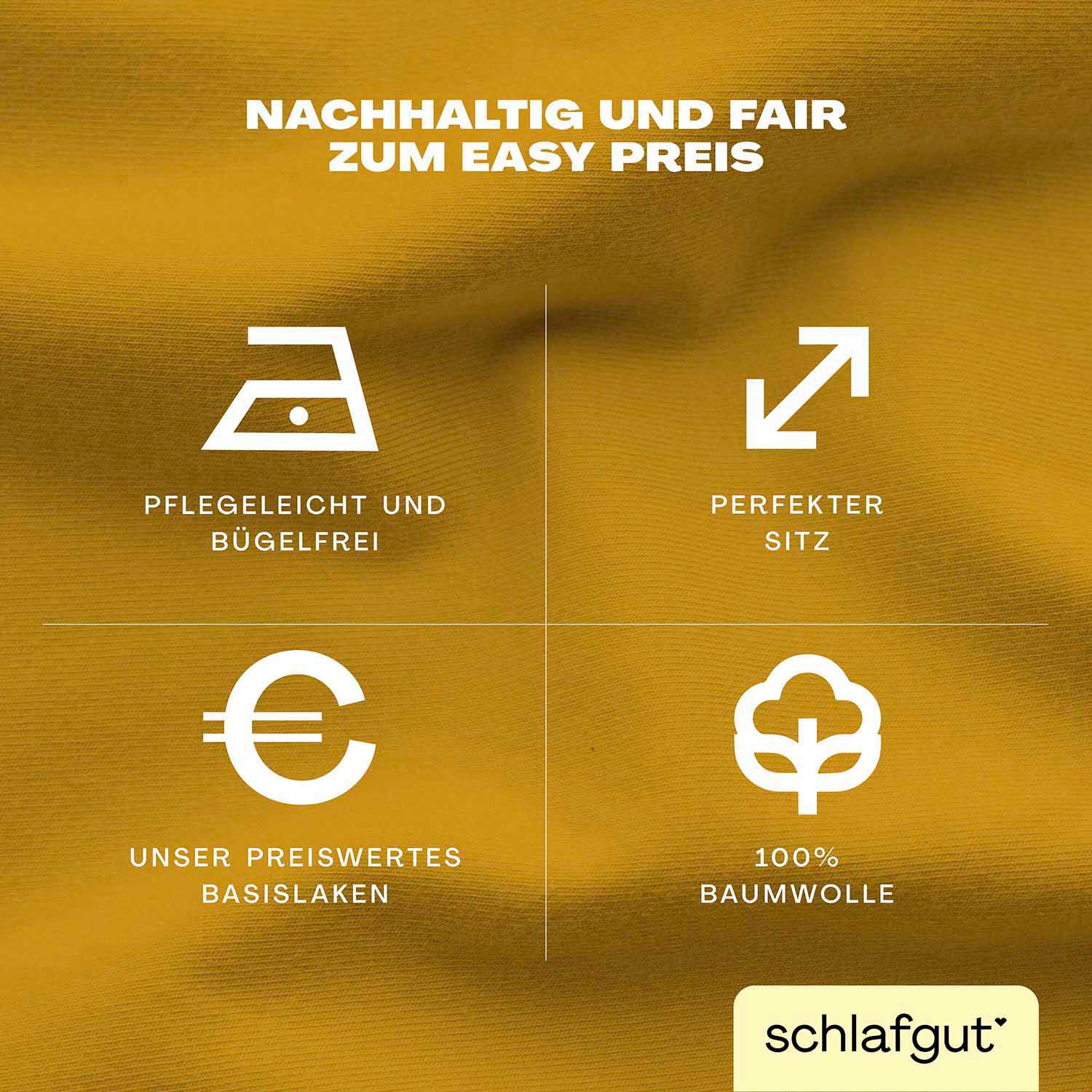 Schlafgut Spannbettlaken »EASY aus 100% Baumwolle, weich & saugfähig, Marken-Bettlaken«, für Matratzen bis 22 cm Höhe, in 90x200, 140x200 oder 180x200 cm