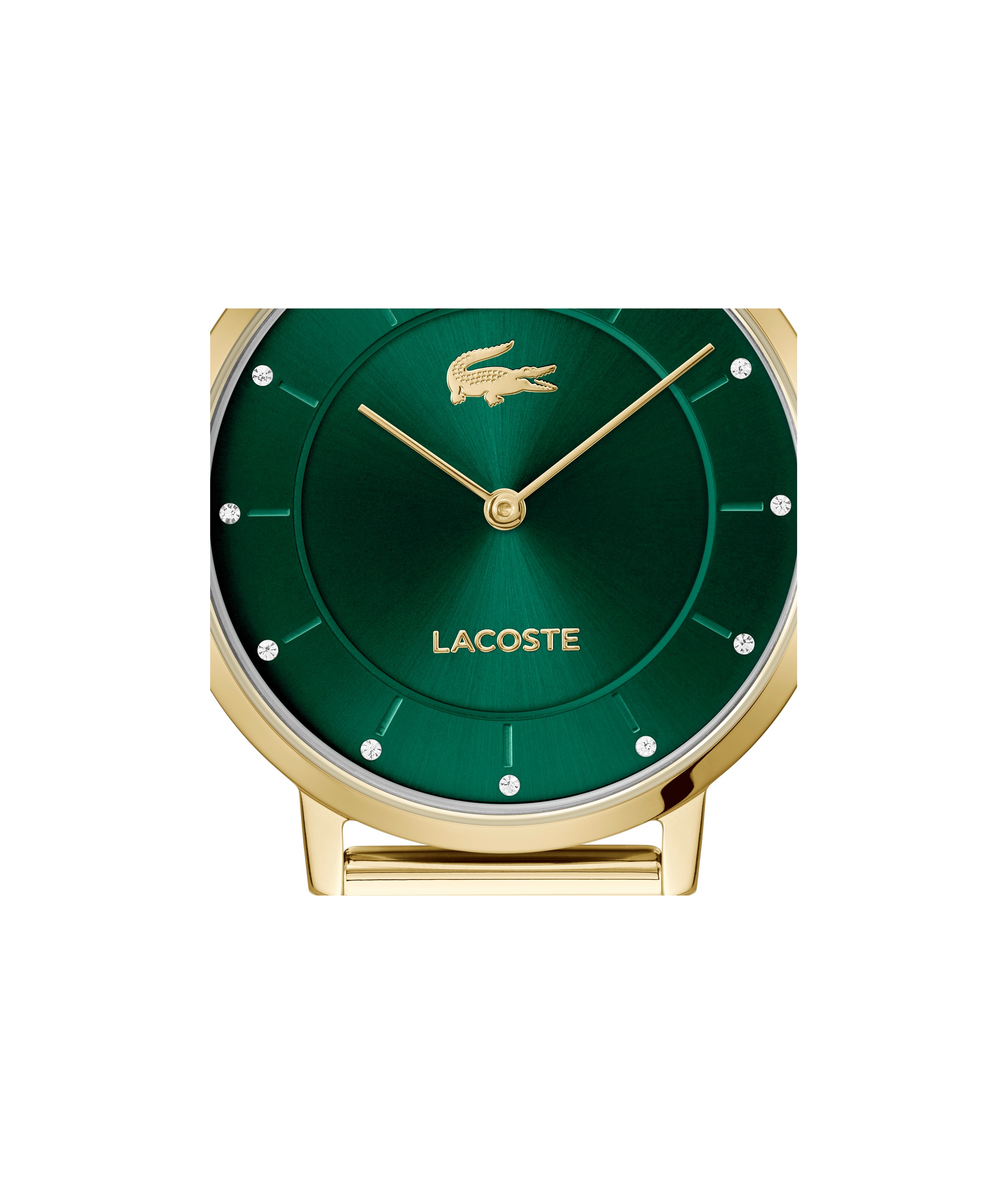 Lacoste Quarzuhr »CROCORIGIN«, Armbanduhr, Damenuhr, Edelstahlarmband, analog, Glassteine