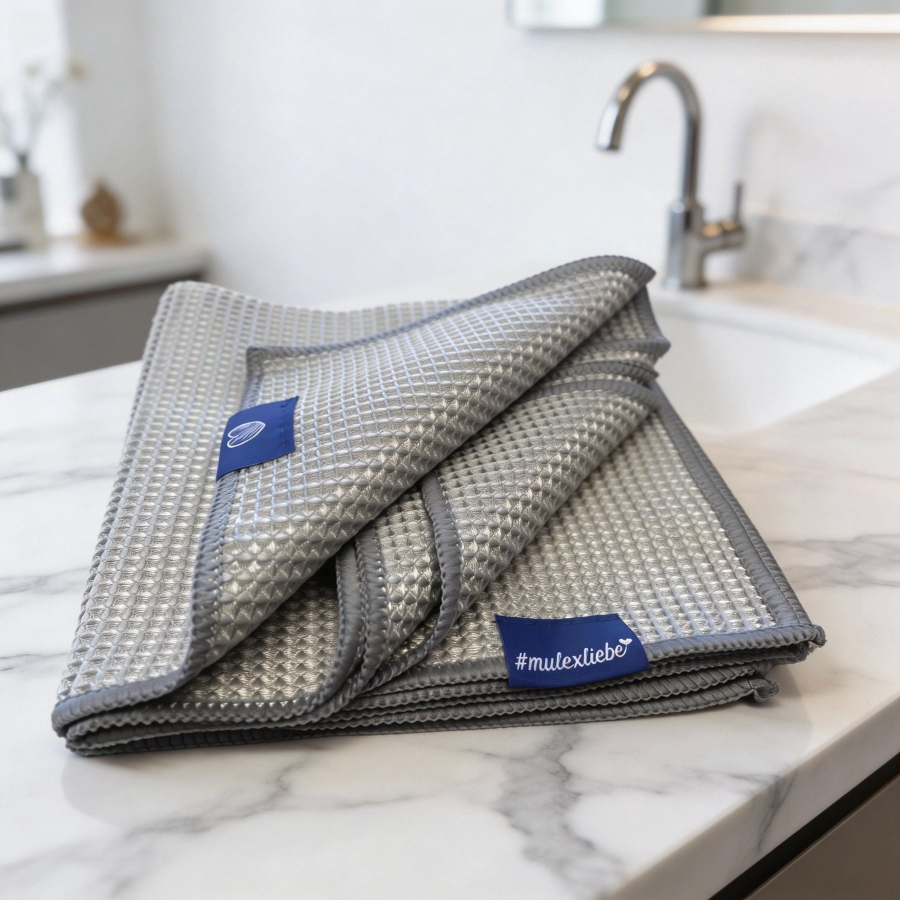 Mulex Mikrofasertuch »Mulex Waffeltücher 3er Set, Multifunktionstücher« (Mikrofaser 39 cmx39 cm Set, 3 Stk. tlg. 3-in-1 Mikrofasertuch, streifenfrei reinigen ohne Reinigungsmittel