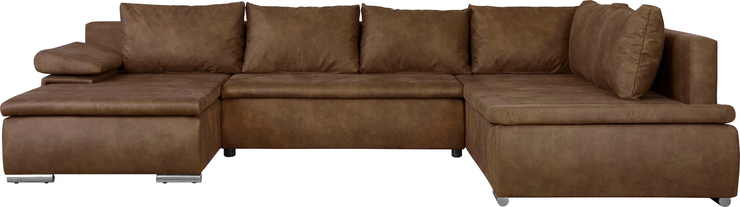 Home affaire Wohnlandschaft »Acra U-Form« mit Bettfunktion und Bettkasten, in Mattenoptik