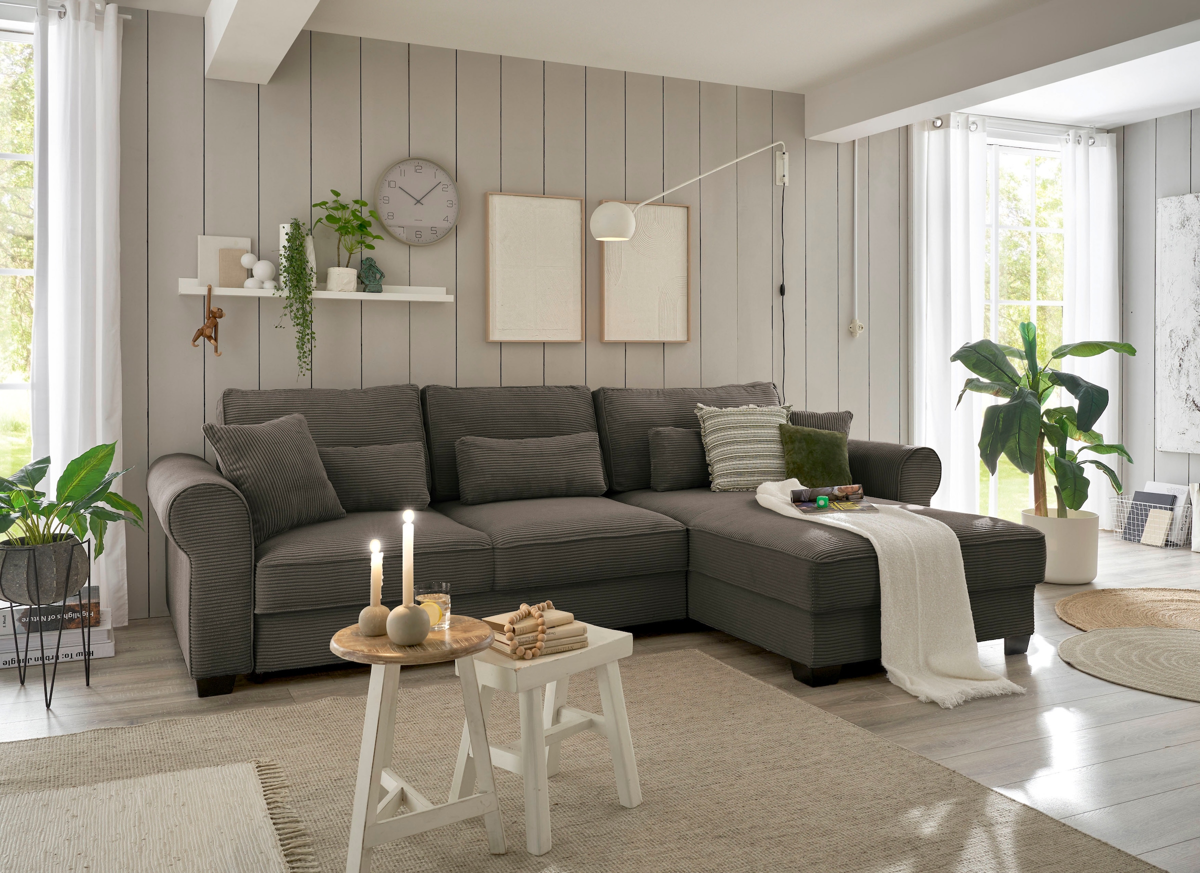 ED EXCITING DESIGN Ecksofa »Angelina L-Form«, mit Bettfunktion, Bettkasten günstig online kaufen