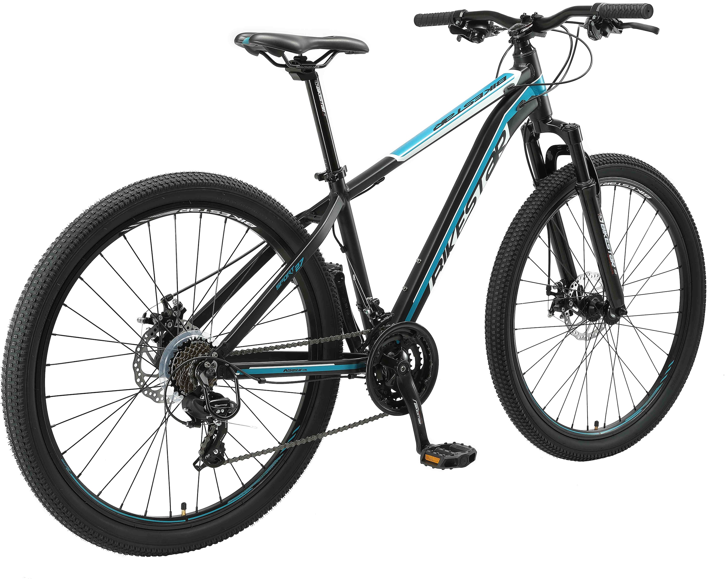 Bikestar Mountainbike, 21 Gang, Shimano, RD-TY300 Schaltwerk, Kettenschaltung, für Damen und Herren, Kettenschaltung