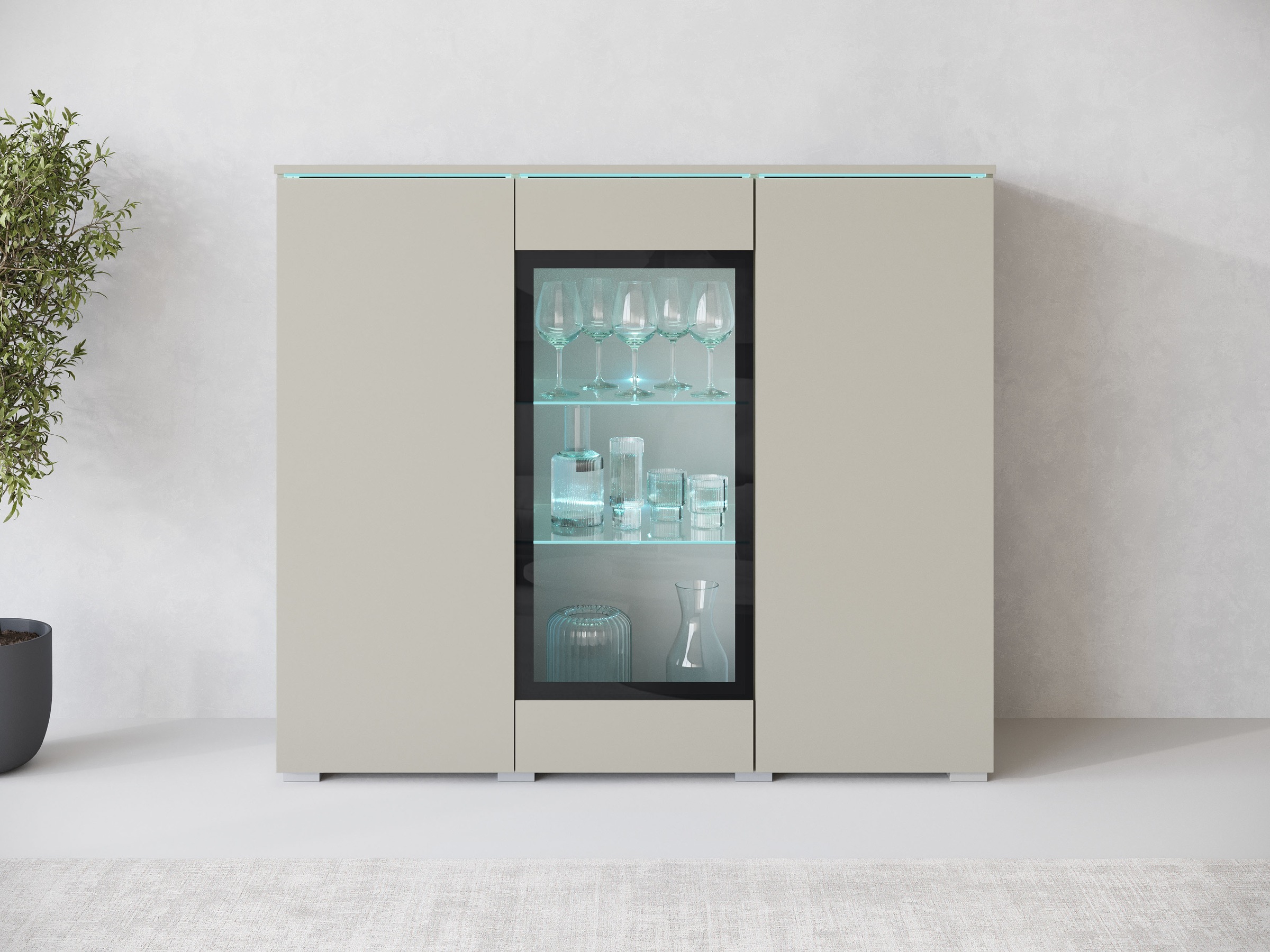 INOSIGN Highboard »Vera«, Highboard mit 4 Türen, 9 Fächern, verglasten Türen