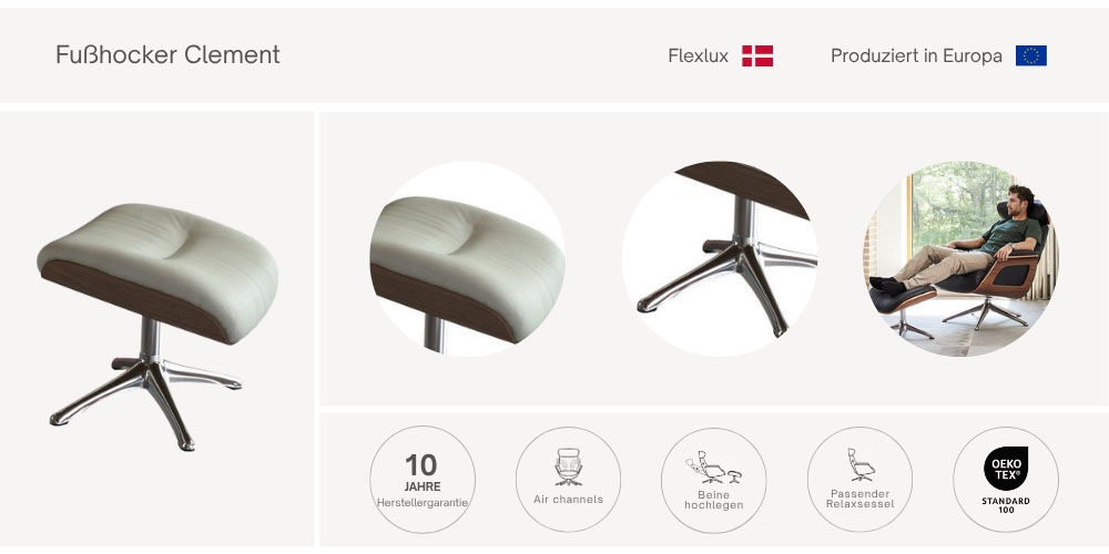 FLEXLUX Fußhocker »Clement Beinstütze, Hervorragender Komfort, Robuster Alu günstig online kaufen