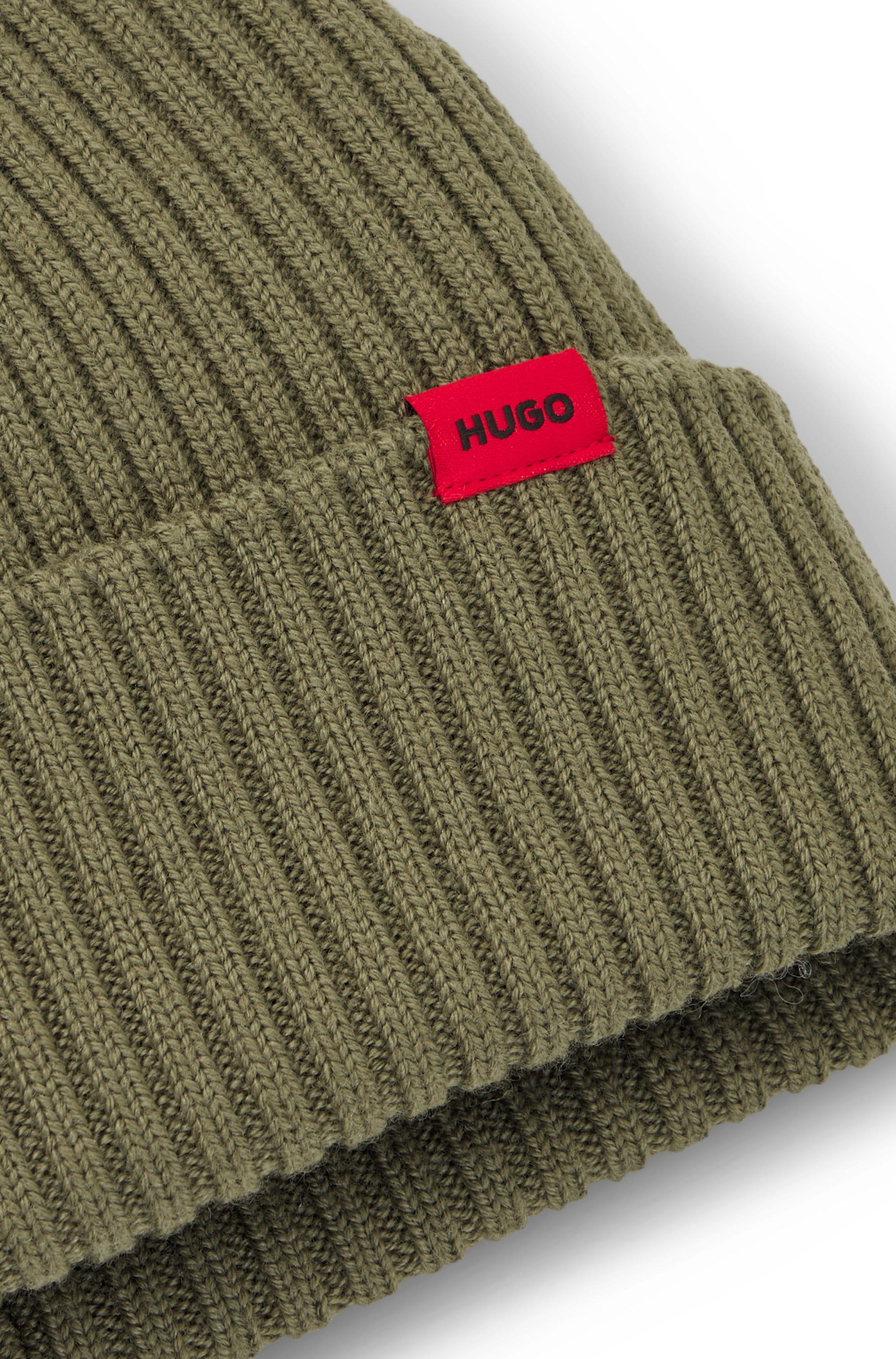 HUGO Beanie »Xola« mit Labelaufnäher, reine Wolle, unisex