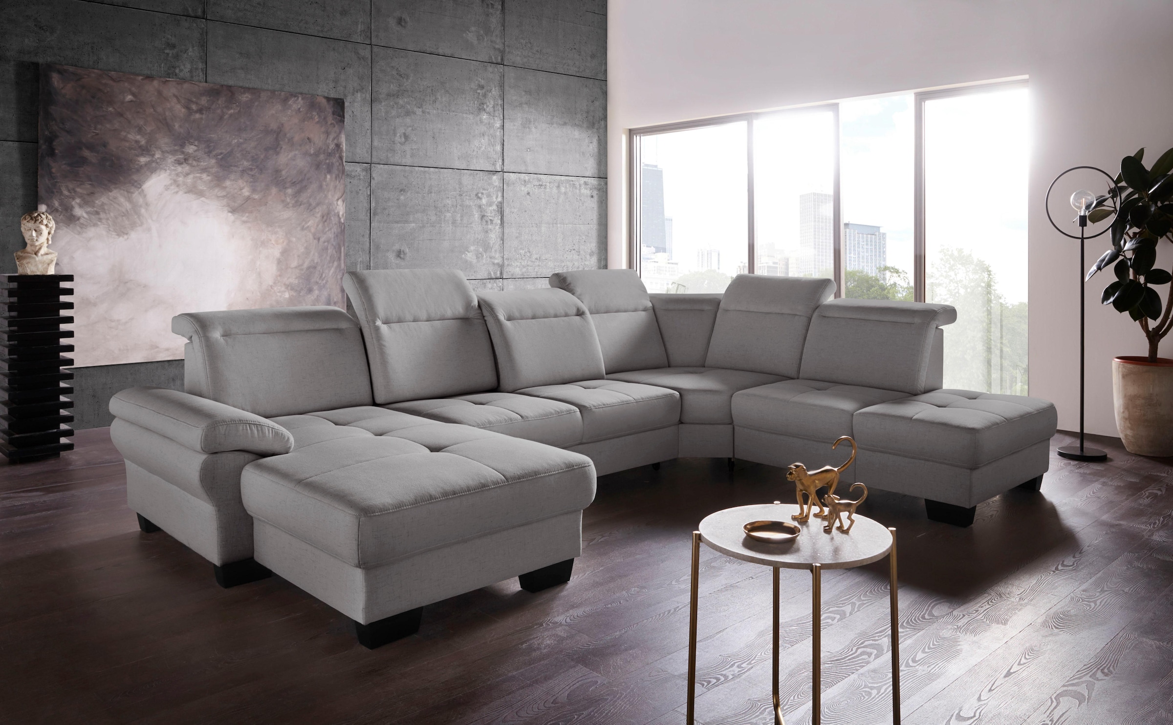 Home affaire Wohnlandschaft »Cornwall U-Form« inkl. Sitztiefenverstellung, wahlweise mit Bettfunktion