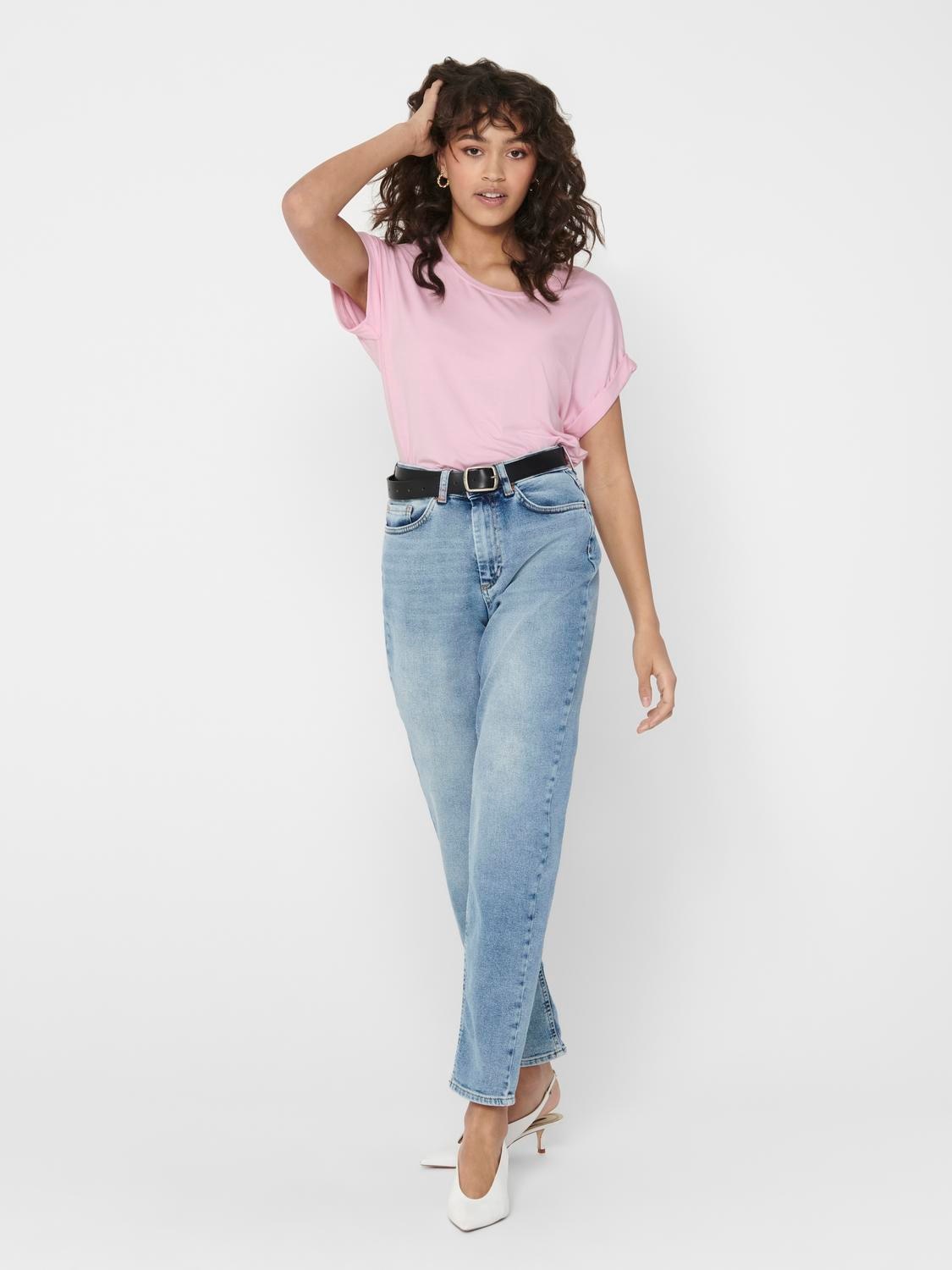 ONLY T-Shirt »ONLMOSTER – Kurzarmshirt mit Aufschlag und klassischem Look«, unifarben, casual, regular fit, Viskosemischung, Rundhals