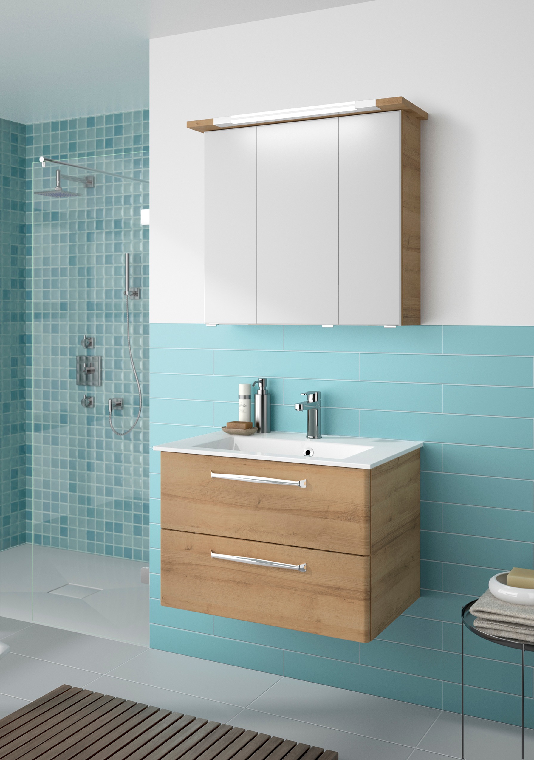 Saphir Badmöbel-Set »Trentino 2-tlg. Mineralmarmor-Waschtisch,Spiegelschran günstig online kaufen