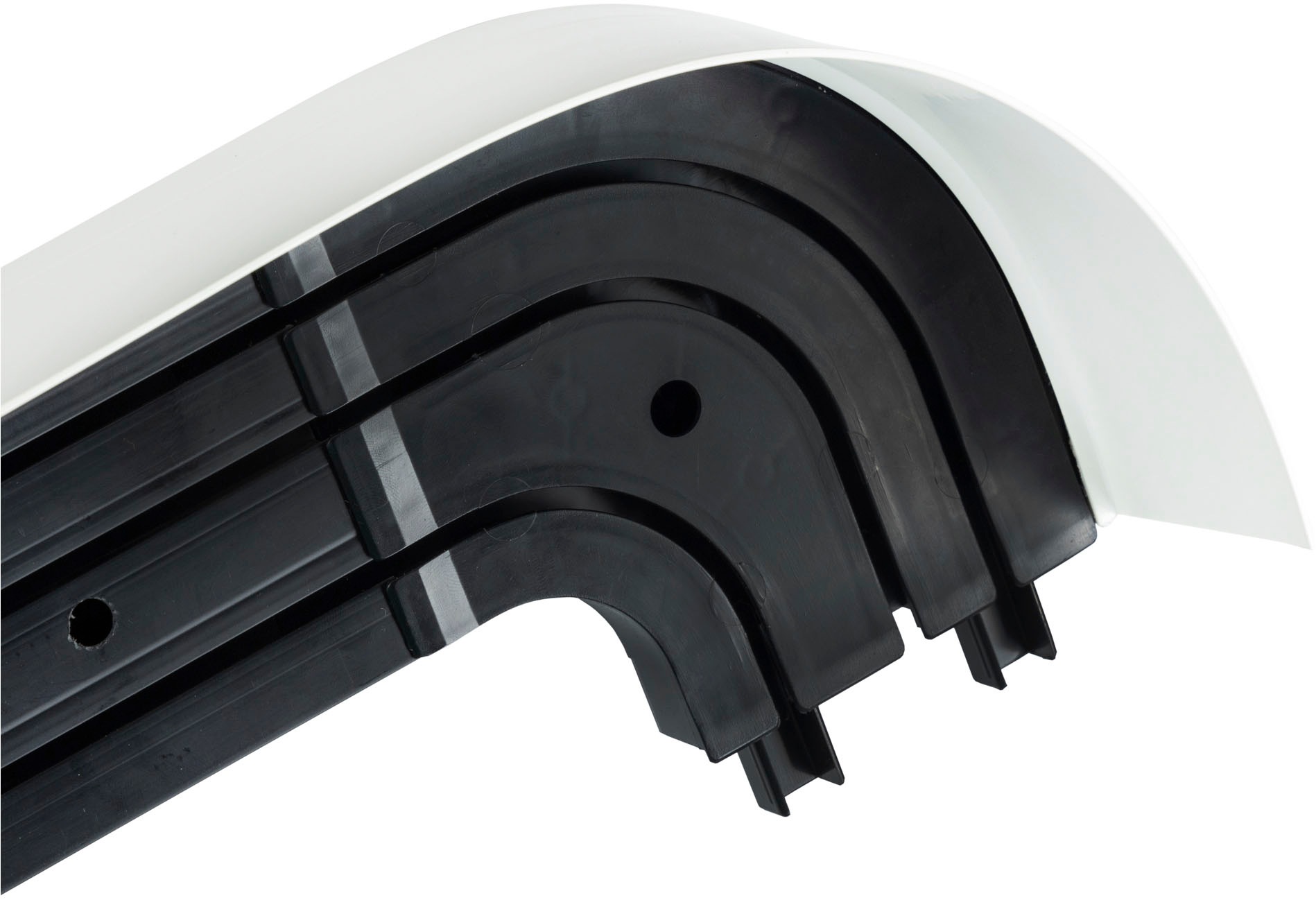 SN DECO GROUP Vorhangschiene »SH3«, 3 läufig-läufig, Fixmaß, Set 3-läufig, inkl. Rundbögen, Blende 7,5 cm, vorgebohrt, Innenlauf