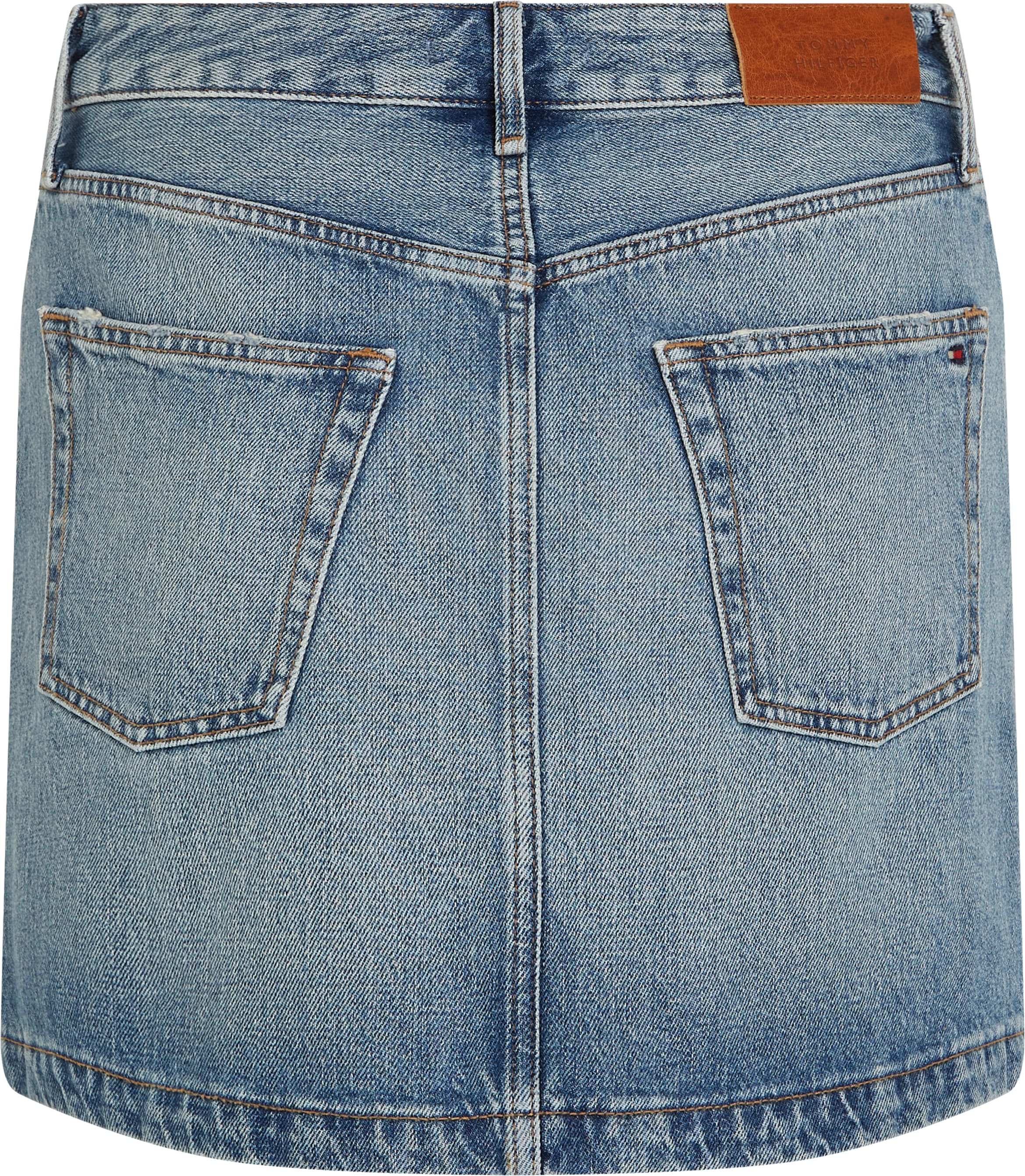 Tommy Hilfiger Jeansrock »DNM MINI SKIRT HW«, in heller Waschung, mit Logo-Badge, Stickerei
