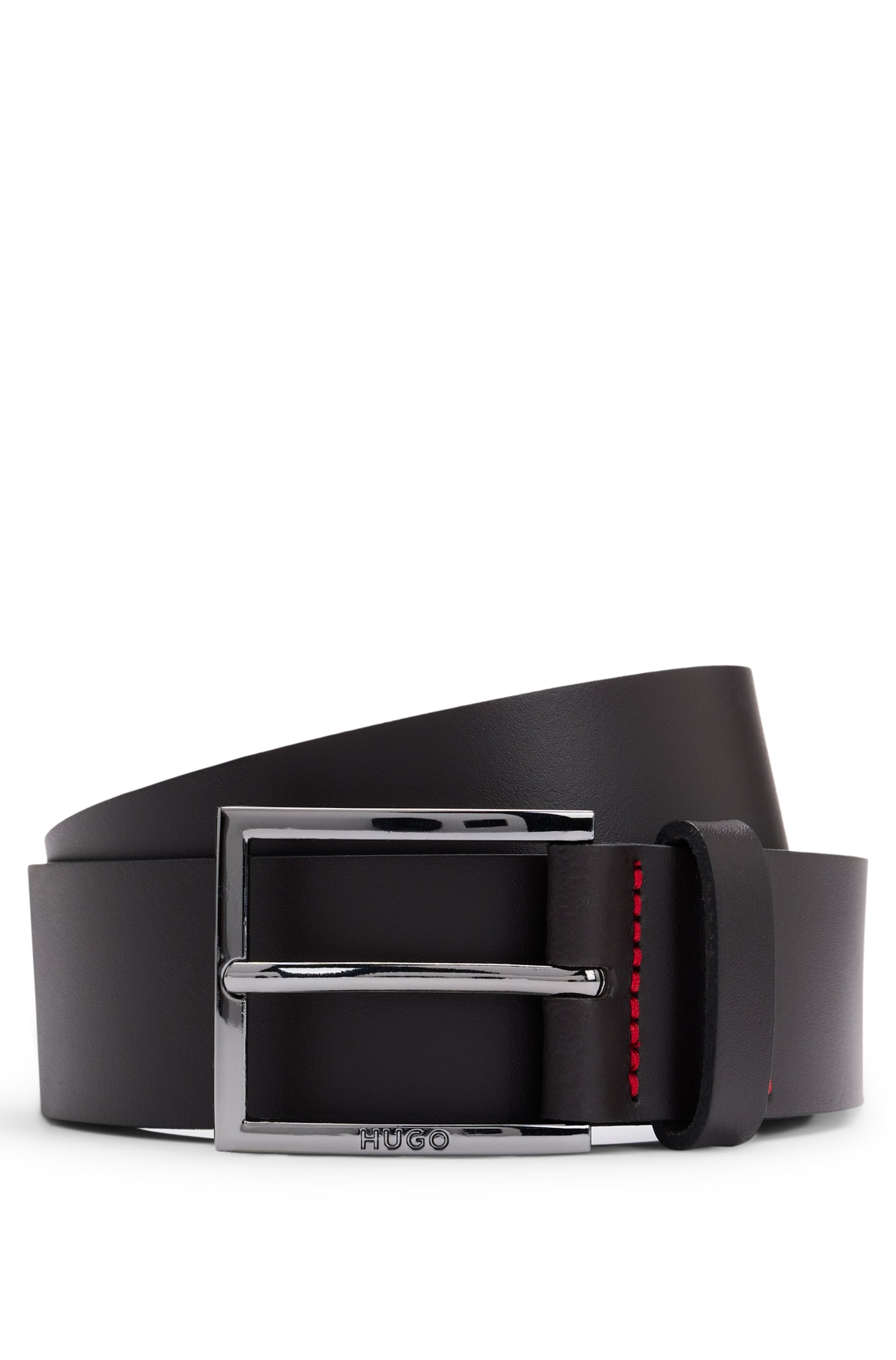 HUGO Ledergürtel »Geek_Sz35« mit kontrastfarbenen Nähten und dezenter Metallschliesse