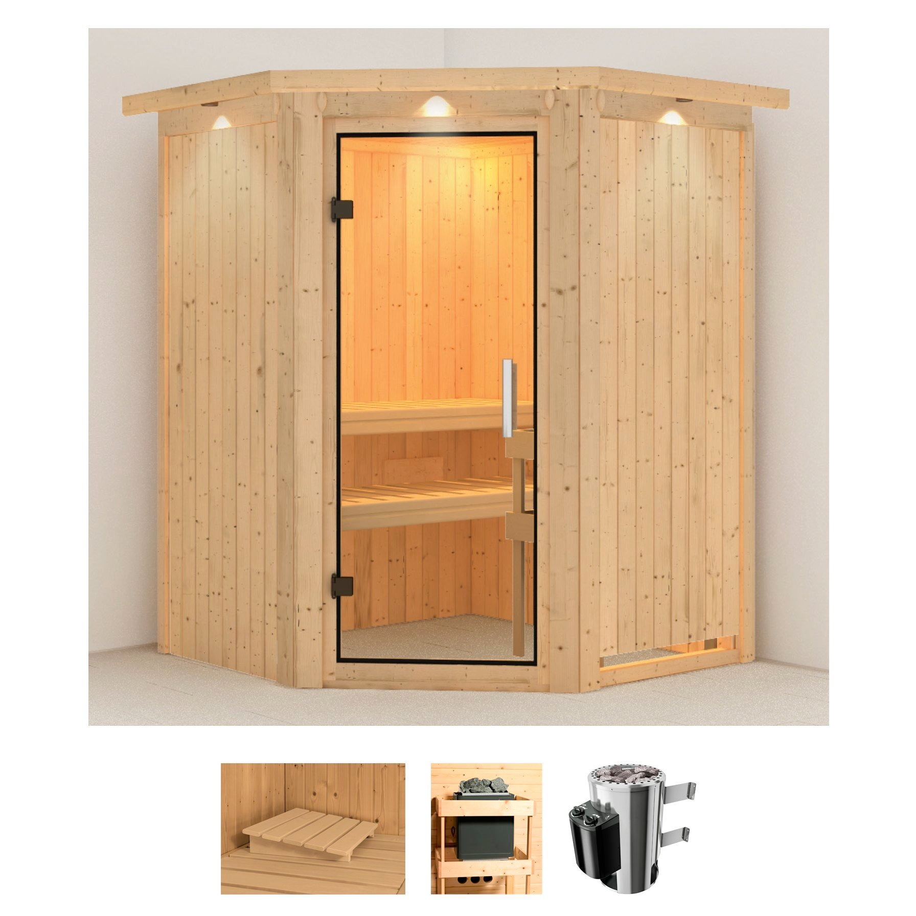 Karibu Sauna »Nanna«, 3,6-kW-Plug & Play Ofen mit integrierter Steuerung günstig online kaufen