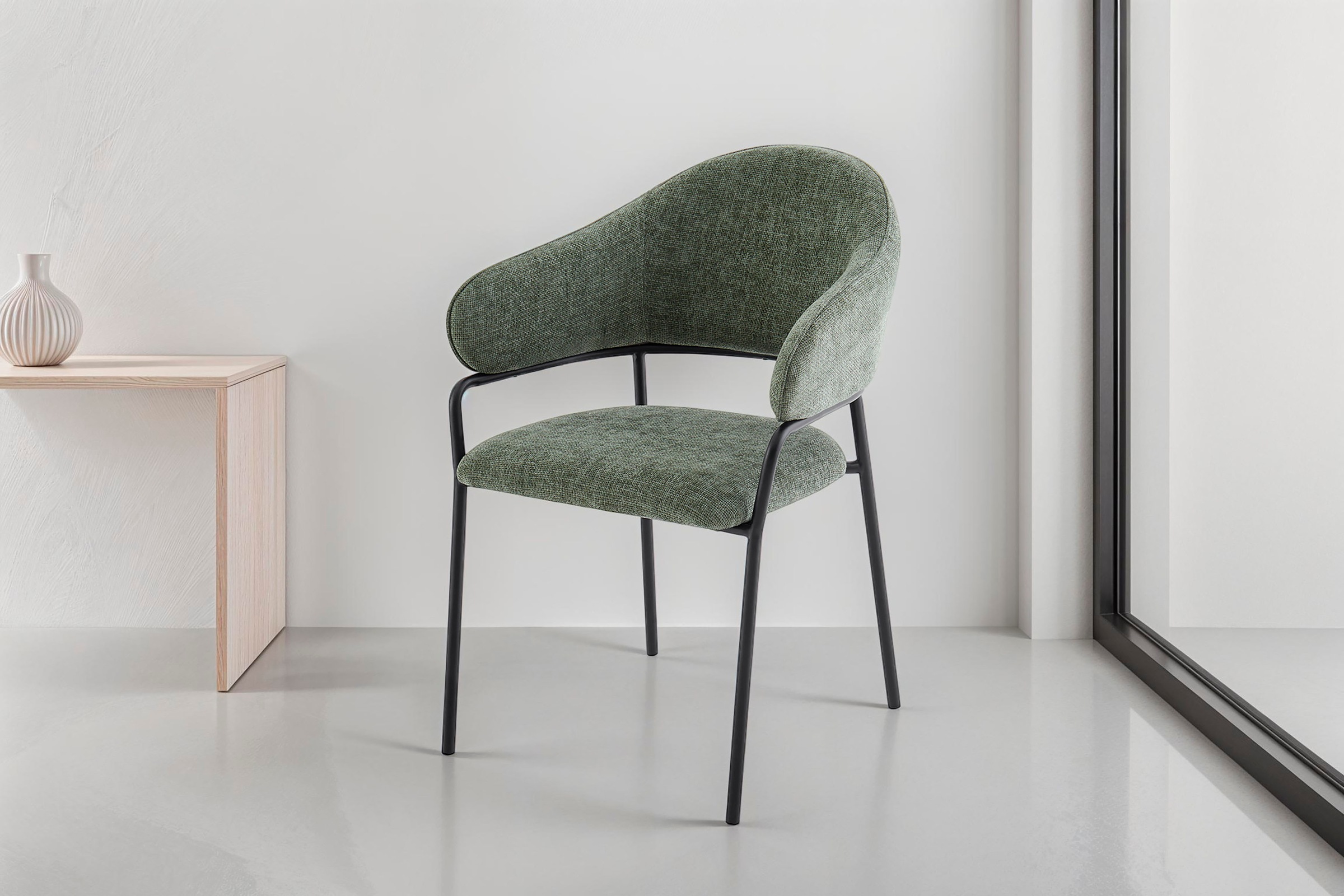 byLIVING Esszimmerstuhl »Curve« (Set) 2 Stk. Webstoff moderner Stoff Stuhl günstig online kaufen