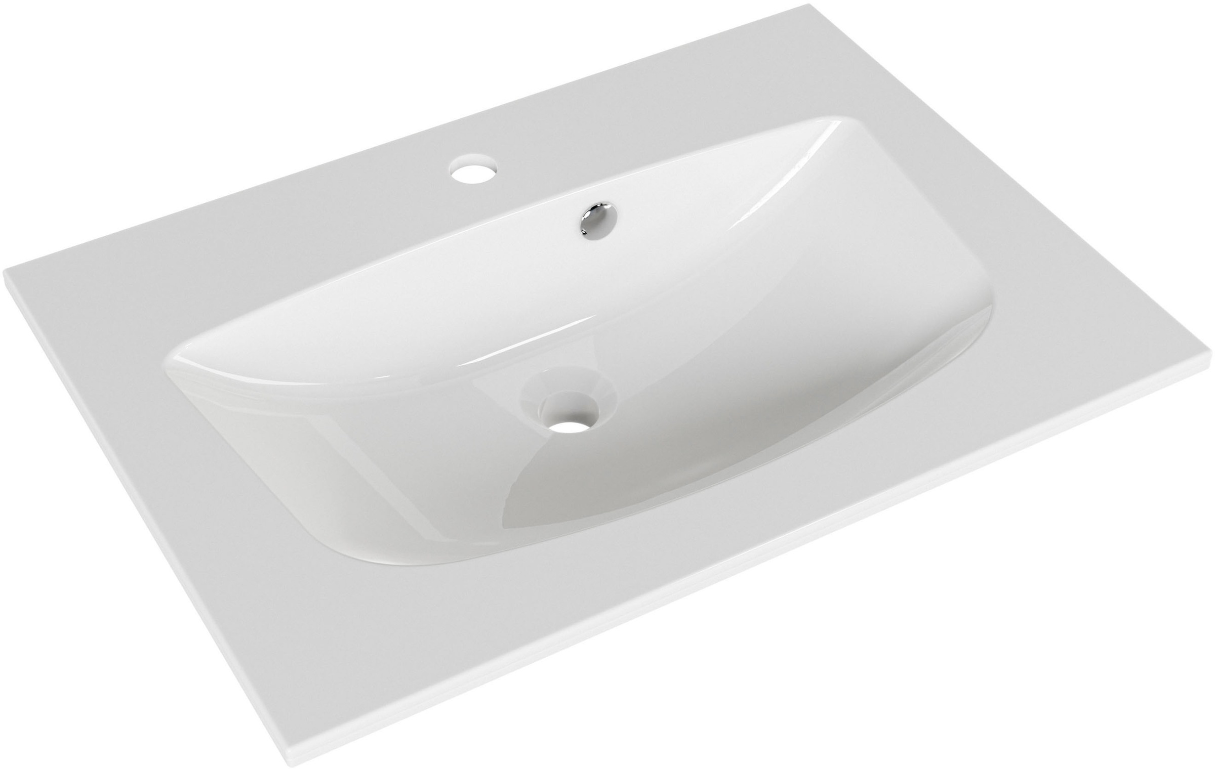 Saphir Badmöbel-Set »Serie 6025 2-teilig Mineralmarmor-Waschtisch mit LED-Spiegelschrank«, (2 St.), Waschplatz 67 cm breit, 2 Schubladen, 2 Spiegel-Türen, inkl Türdämpfer
