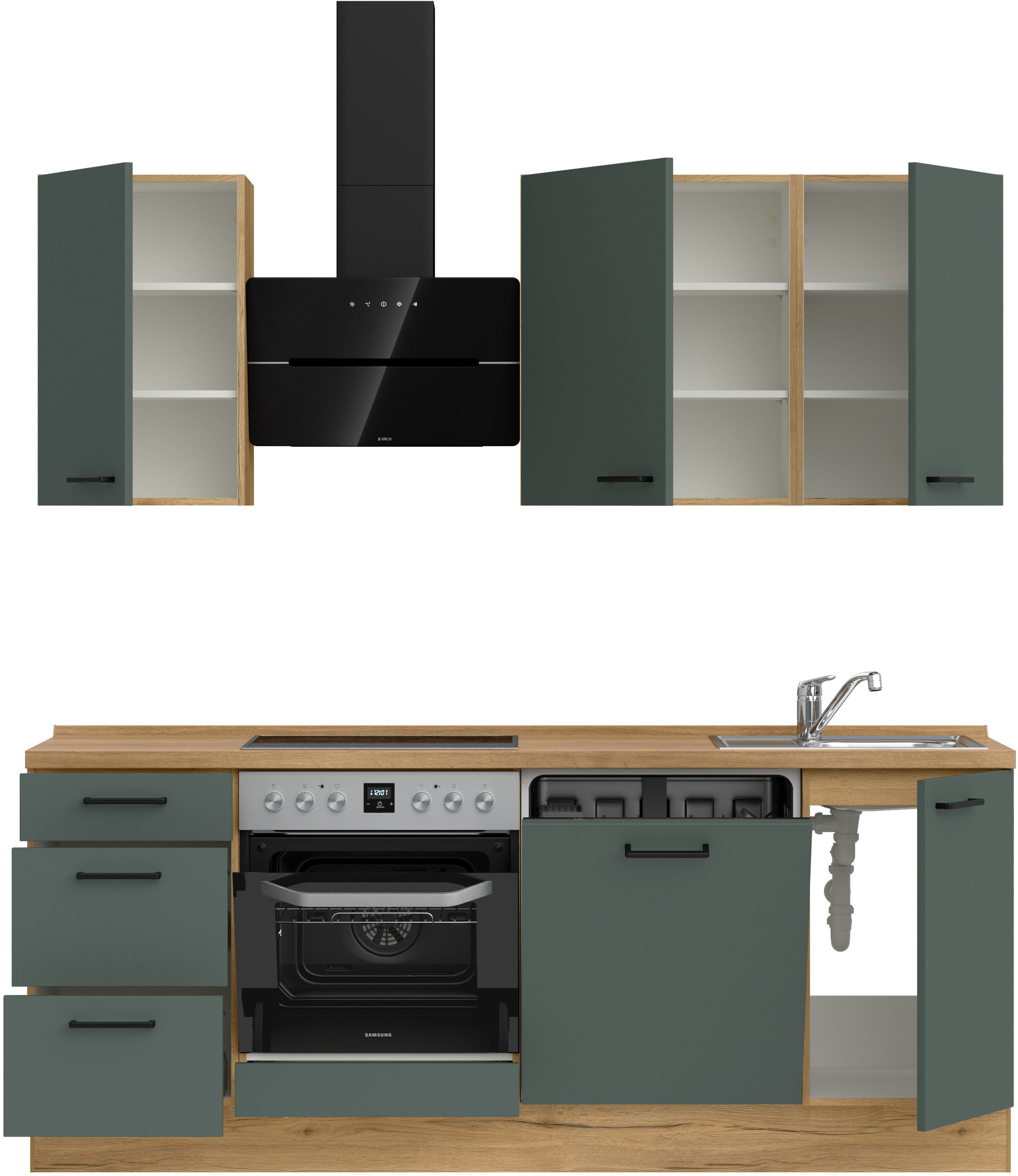 nobilia® Küchenzeile »"Easytouch II"«, vormontiert, Ausrichtung wählbar, Breite 210 cm, wahlw. mit E-Geräten