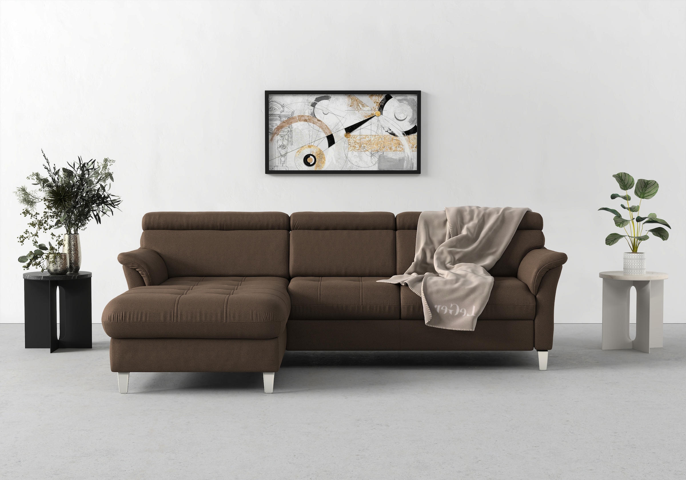 sit&more Ecksofa »Marano L-Form«, inklusive Kopfteilverstellung, wahlweise mit Bettfunktion, Bettkasten