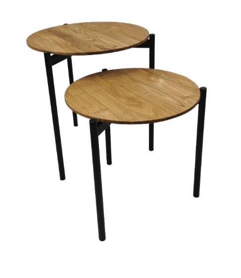 andas Couchtisch »Kotka«, (Im Set zwei Couchtische), Tischplatte aus massiver Eiche, Beingestell aus Metall