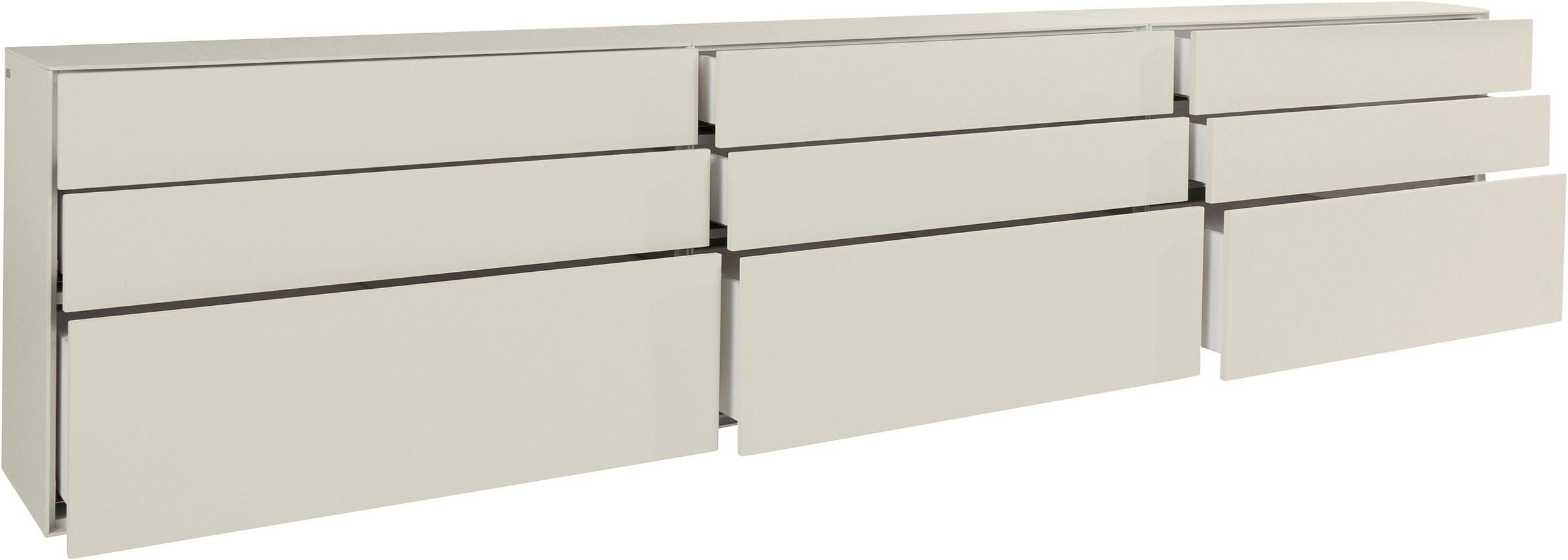 LeGer Home by Lena Gercke Sideboard »Essentials«, (3 St.), Breite: 335cm, MDF lackiert, Push-to-open-Funktion