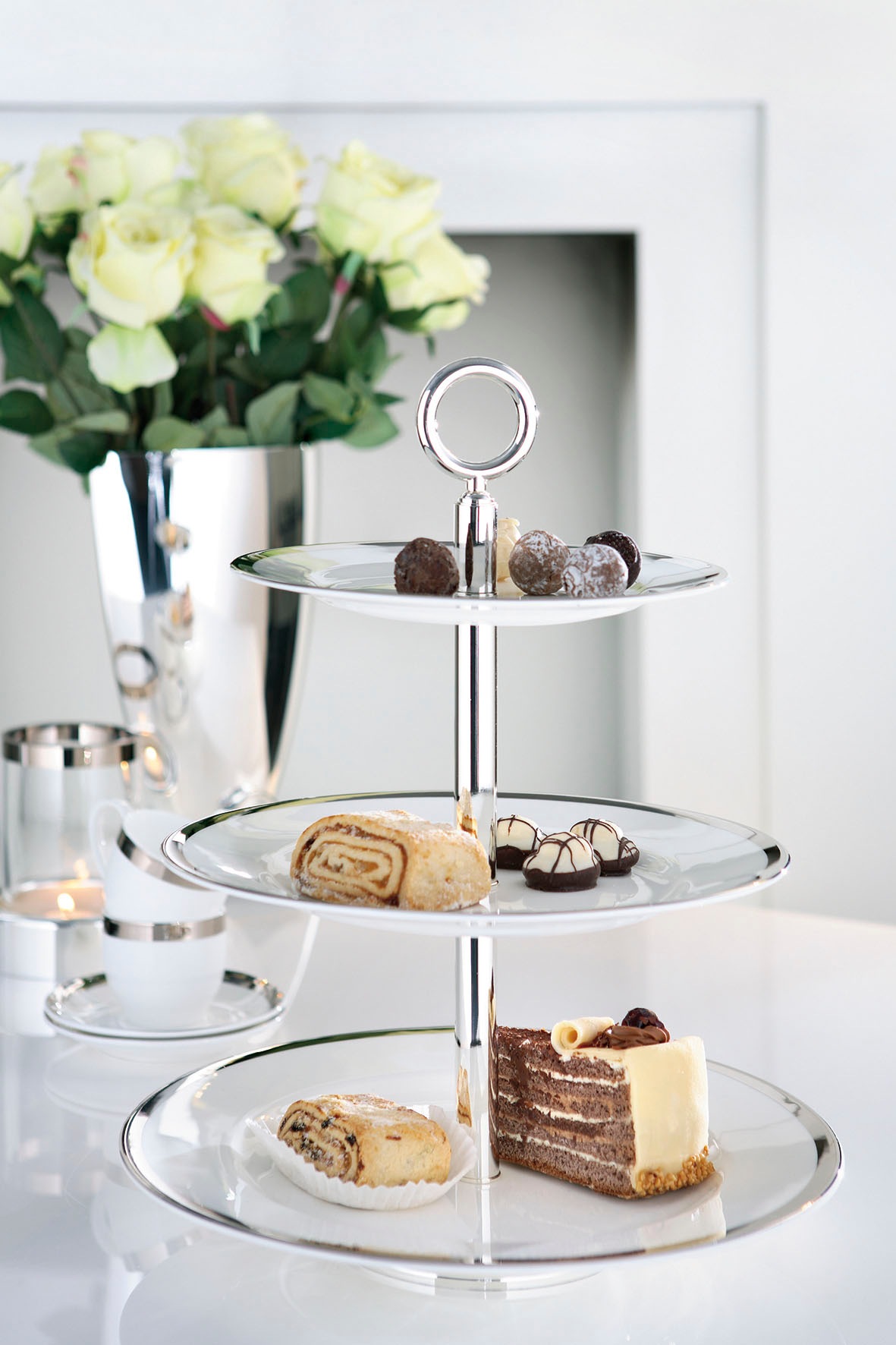 Fink Etagere "PLATINUM" Servierplatte mit Platinumrand, mit 3 Etagen, Höhe günstig online kaufen