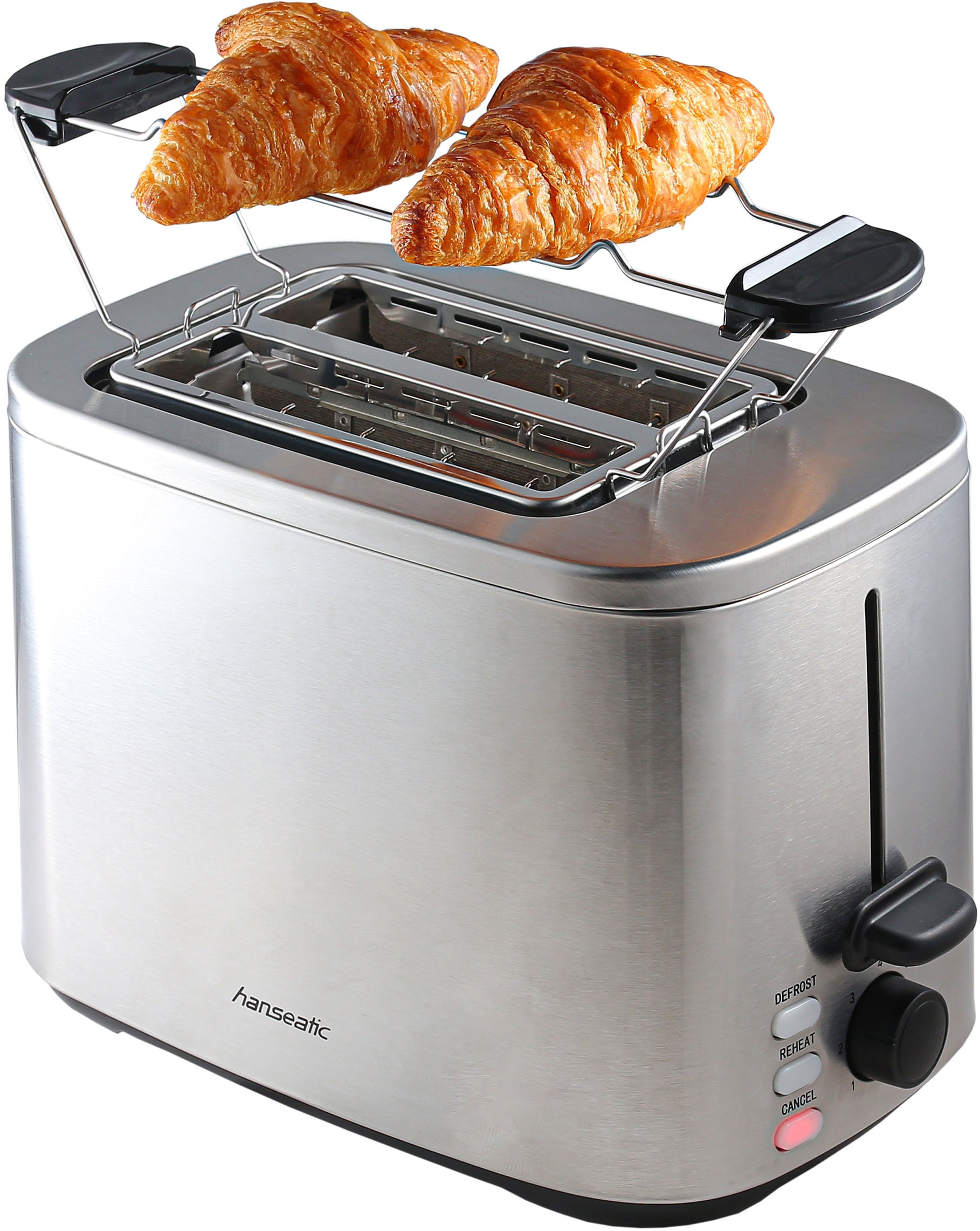 Hanseatic Toaster »HT8007SD«, 2 kurze Schlitze, 800 W, mit Brötchenaufsatz