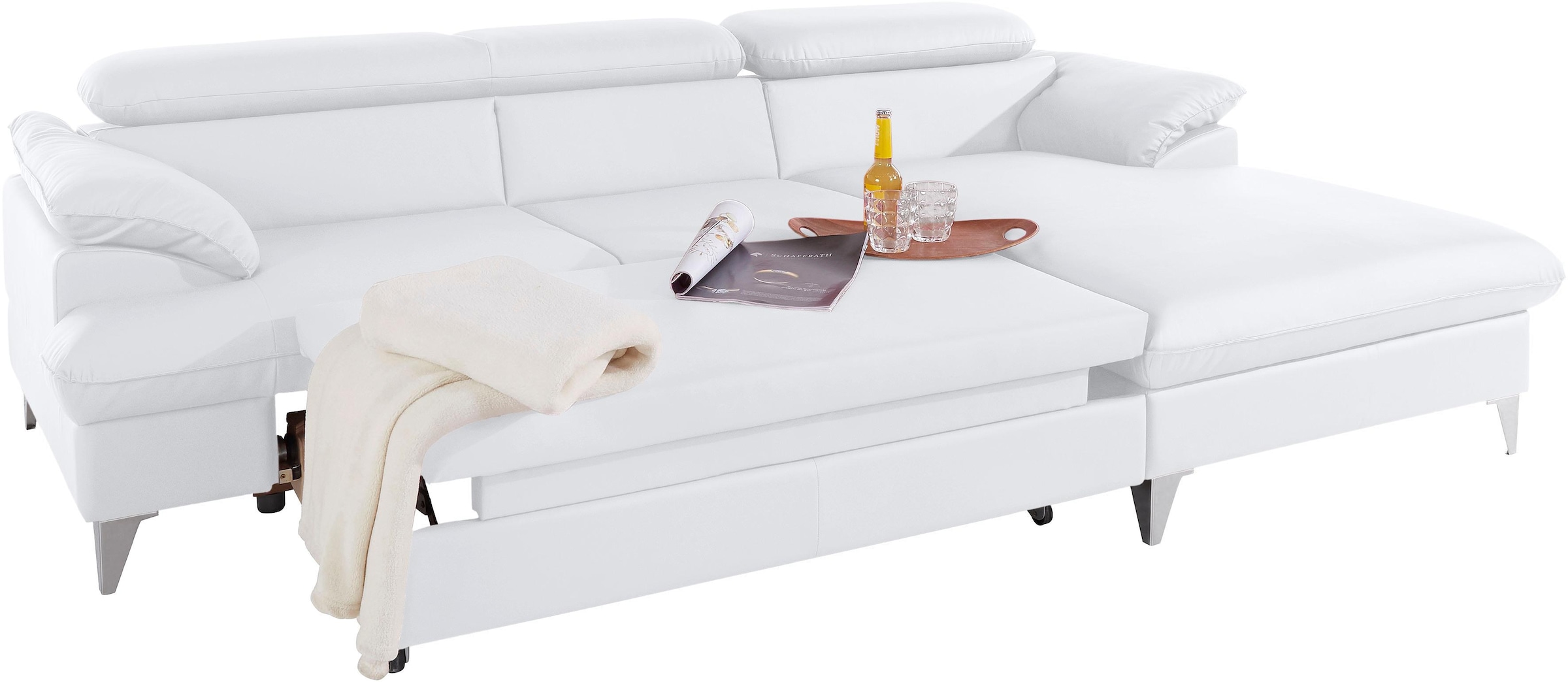 COTTA Ecksofa »Caluso L-Form«, mit Kopfteilverstellung, wahlweise mit Bettfunktion & Bettkasten