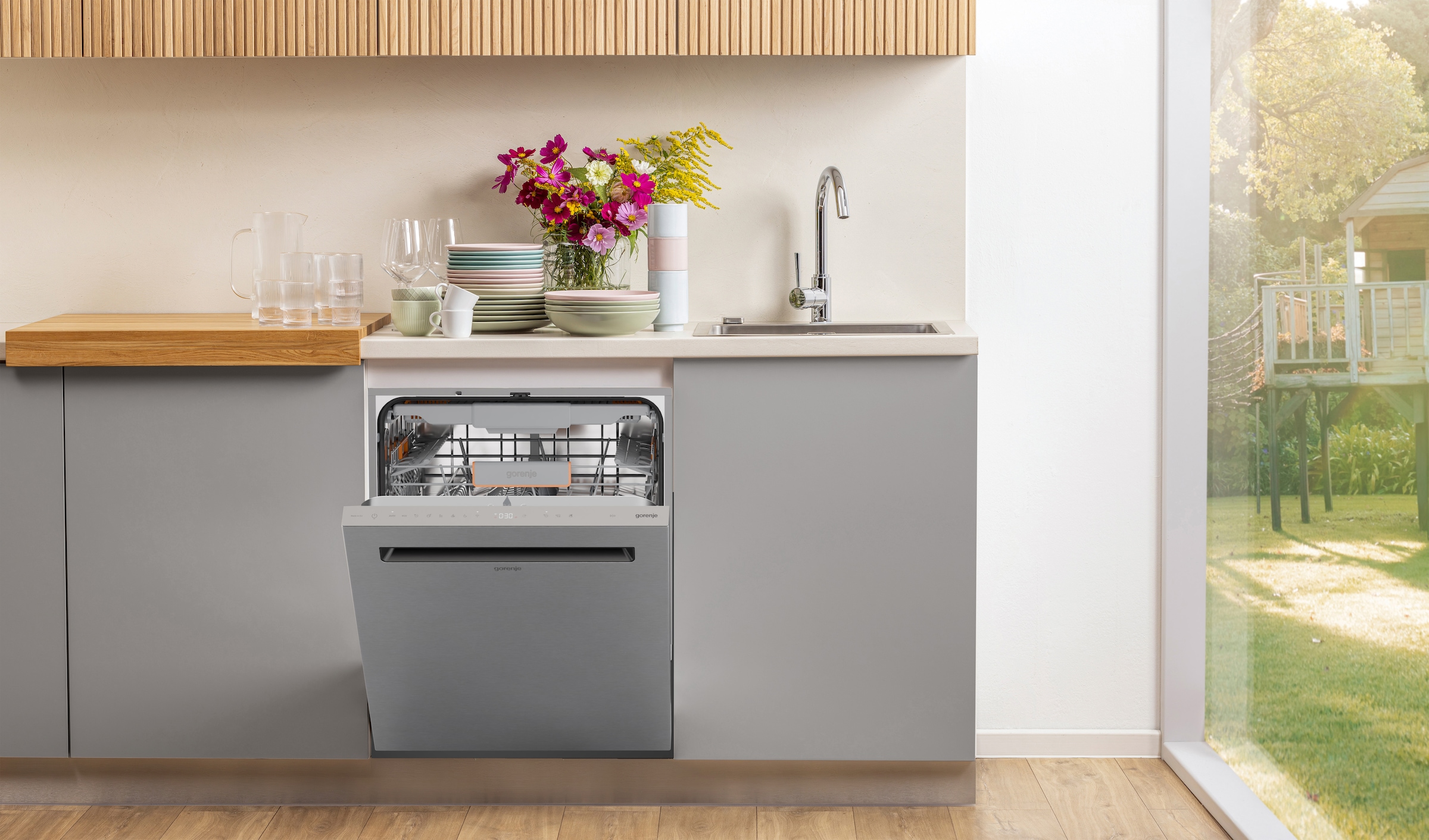 GORENJE Unterbaugeschirrspüler »GU673A65X« 9,5 l 16 Maßgedecke TotalDry - auto. Türöffnung