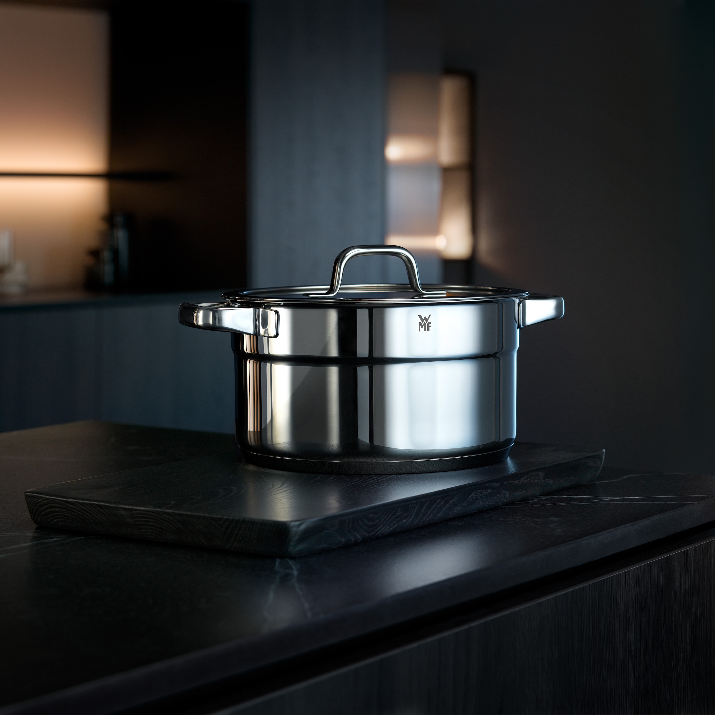 WMF Kochtopf »Compact Cuisine«, Cromargan® Edelstahl Rostfrei 18/10, (2 tlg.), wärmeduzierende Hohlgriffe, Innenskalierung, Schüttrand