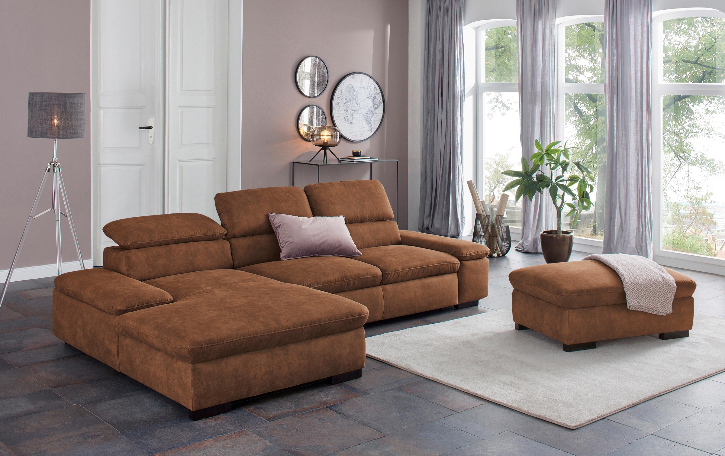 Home affaire Ecksofa »Alberto L-Form«, mit Kopfteilverstellung, wahlweise mit Bettfunktion