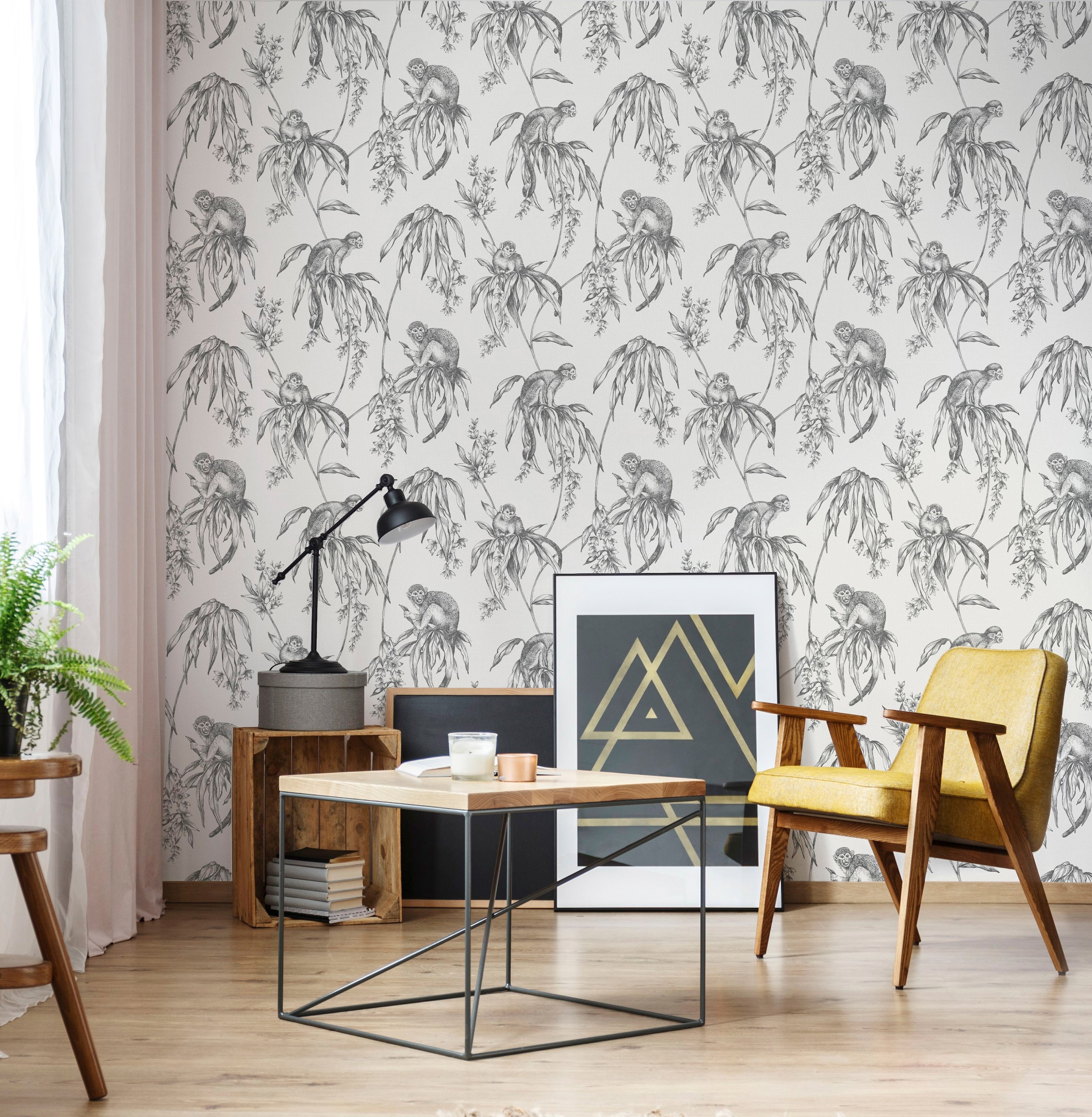 Superfresco Easy Vliestapete »Saimiri Monkey« animal print aufgeschäumt Saimiri Affen grau 1000x52cm