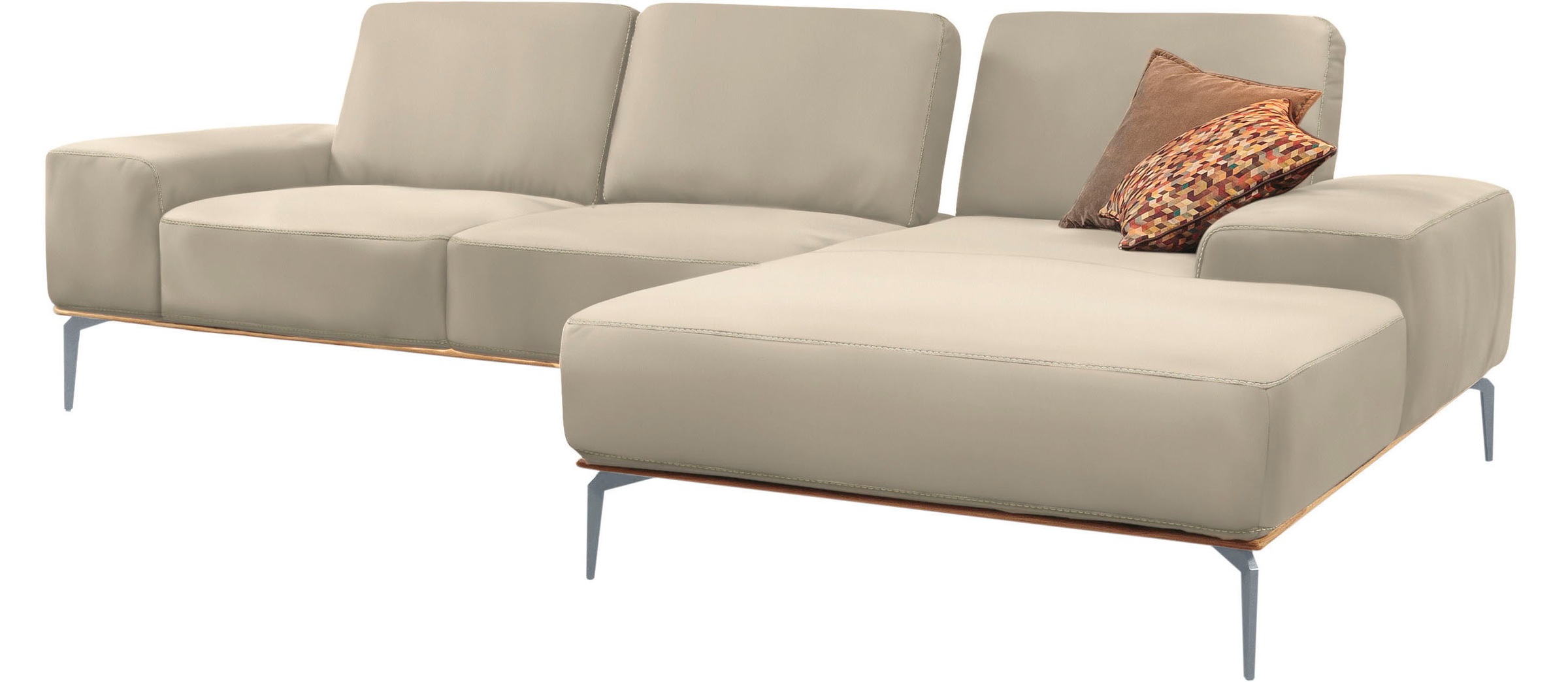W.SCHILLIG Ecksofa »run, Designsofa mit tollem Sitzkomfort, bequem, L-Form«, mit elegantem Holzsockel, Füße in Silber matt, Breite 299 cm