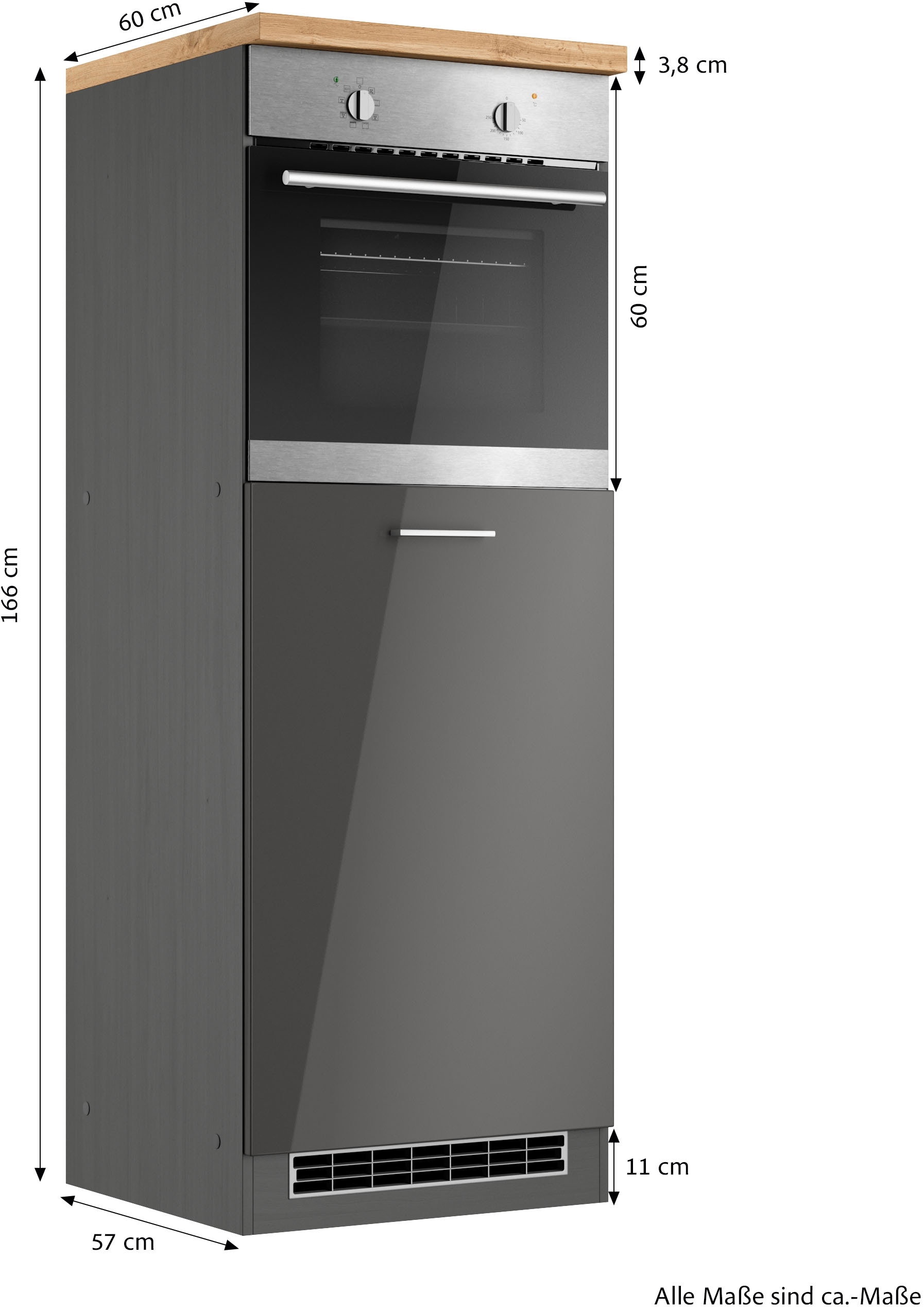 KOCHSTATION Backofenumbauschrank »KS-Milan«, HELD Möbel, Ofenumbauschrank 60 cm, matte oder hochglänzende Fronten