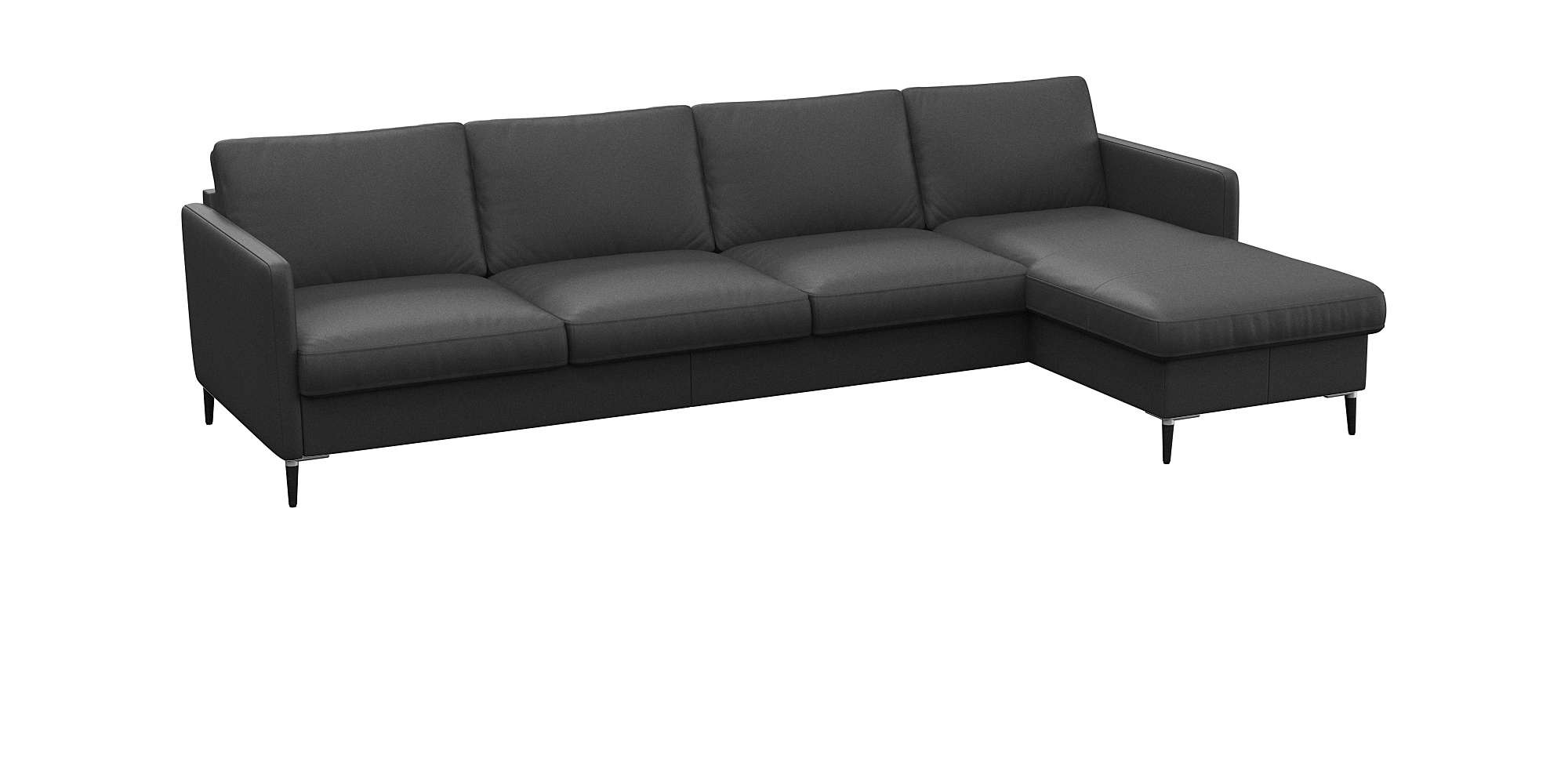 FLEXLUX Ecksofa »Fiore, L-Form, bequem und komfortabel durch hochwertigem Sitzaufbau«, schmale Armlehnen, Kaltschaum, Füße Alu+schwarz