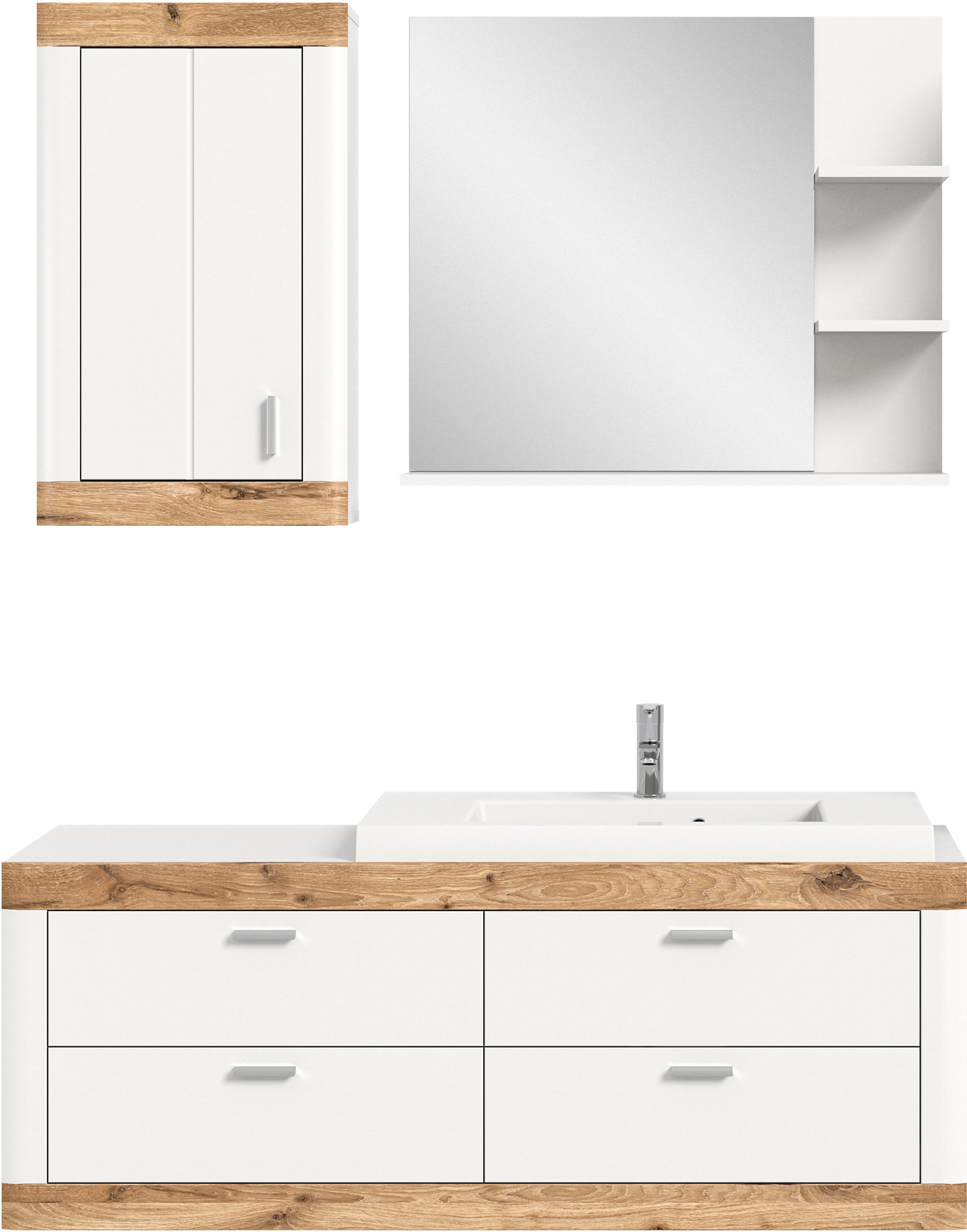 Home affaire Badmöbel-Set »Landsby, 3 teilig, inklusive Mineralguss-Waschbe günstig online kaufen