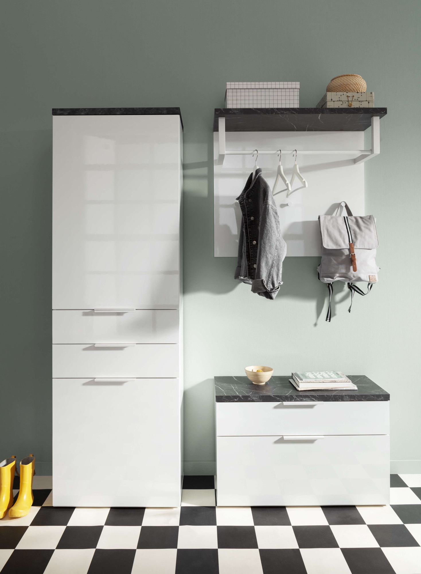 Composad Sitzbank »Schuhbank, Schuhschrankbank«, (1 St.), Mit 1 Schublade und 1 Klapptür