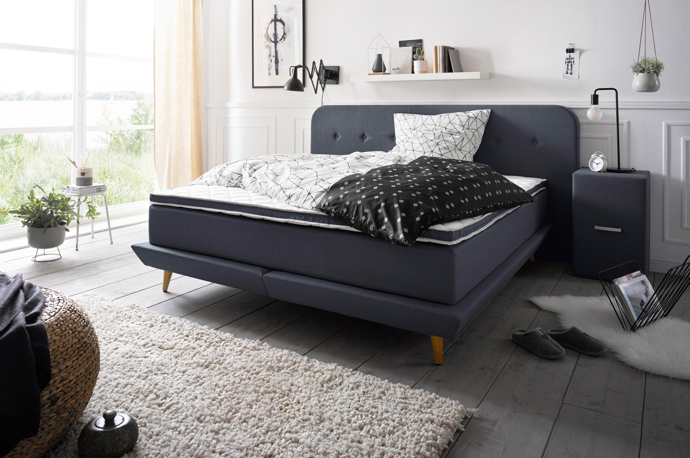 andas Boxspringbett »Premium«, Steppung mit Knopfheftung, inkl. Topper