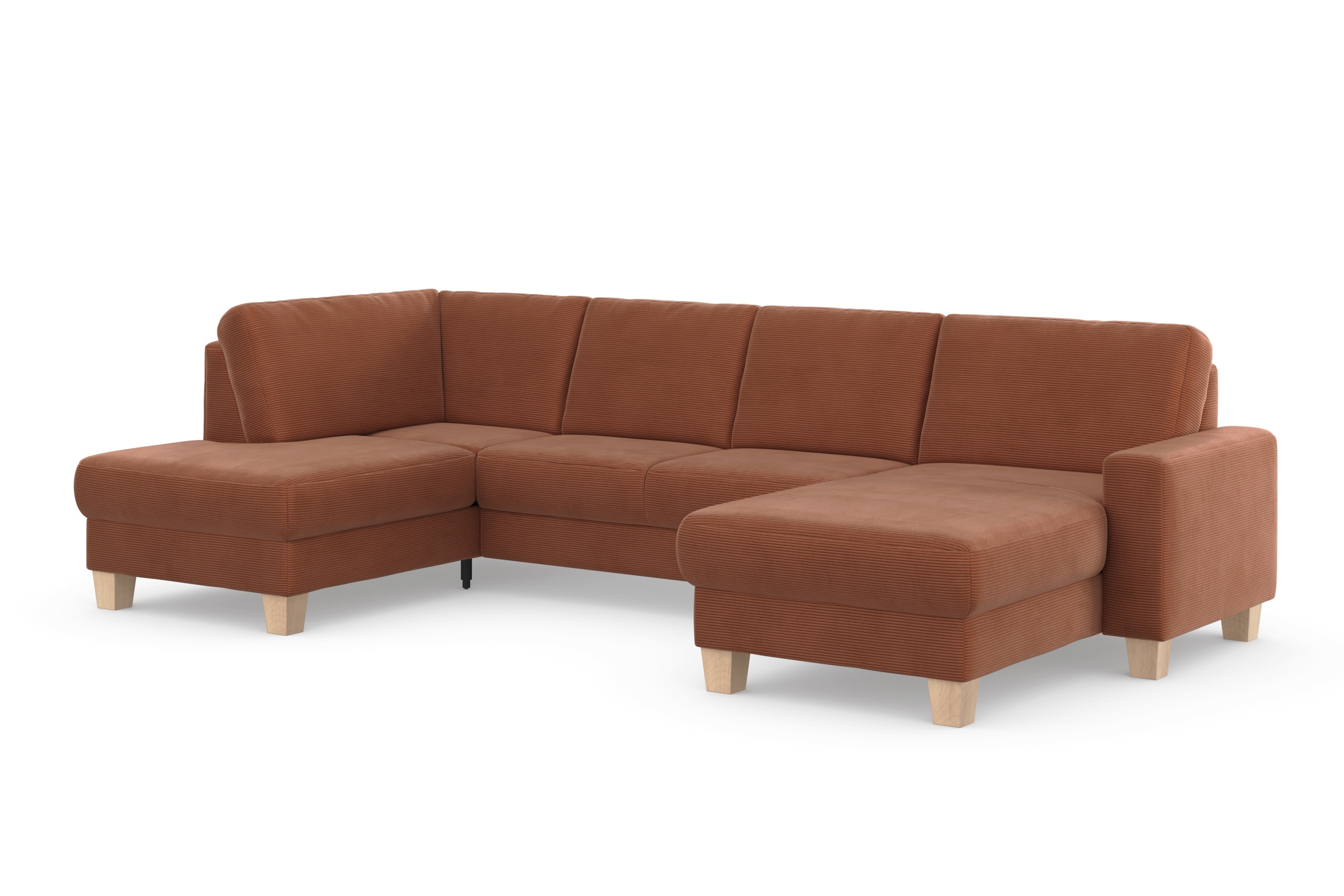 Home affaire Wohnlandschaft »Summer U-Form« mit oder ohne Bettfunktion und Bettkasten, Cord-Bezug