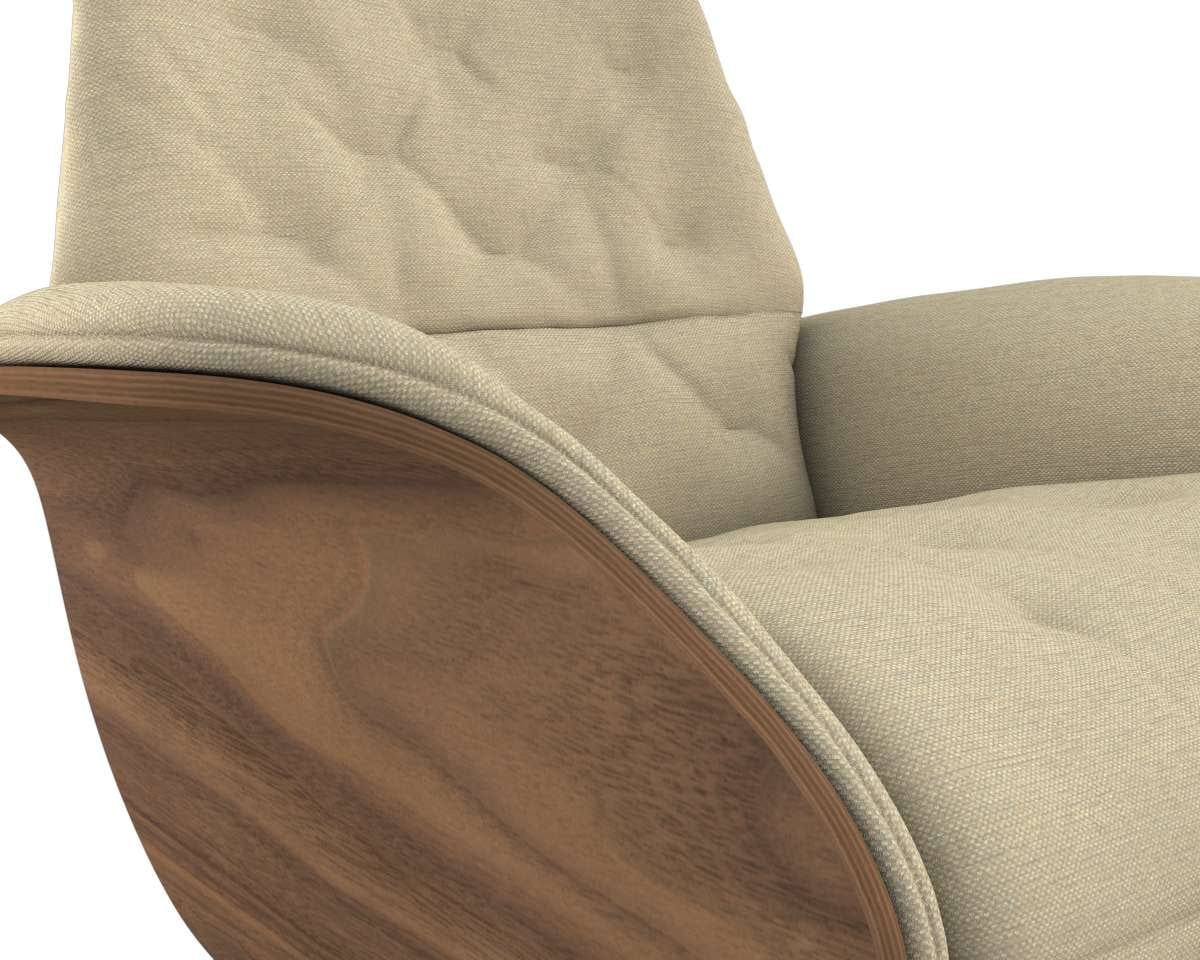 FLEXLUX Relaxsessel »Volden elektrischer Funktionsessel«, Größe M, Rücken & Fußteil elektrisch, Akku, Arml. Walnuss, Fuß Alu